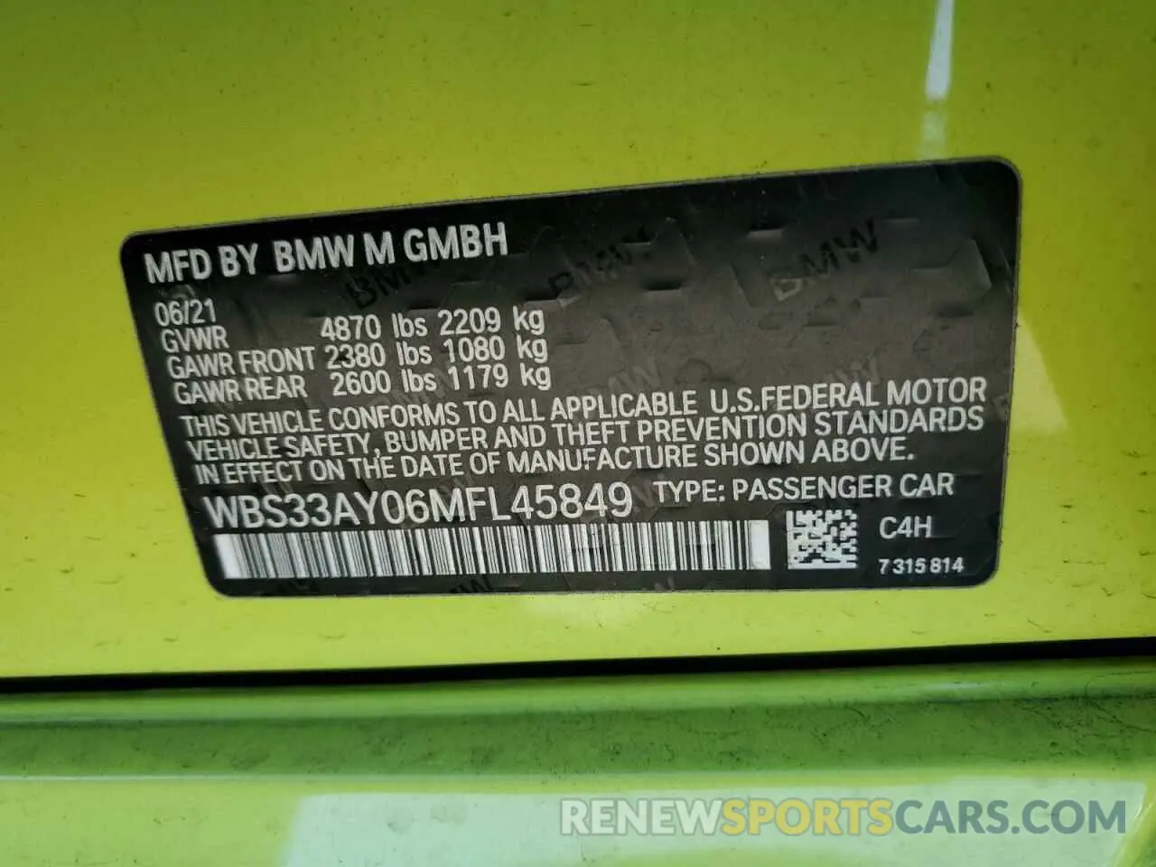 15 fotografías del automóvil dañado WBS33AY06MFL45849 BMW M3 2021