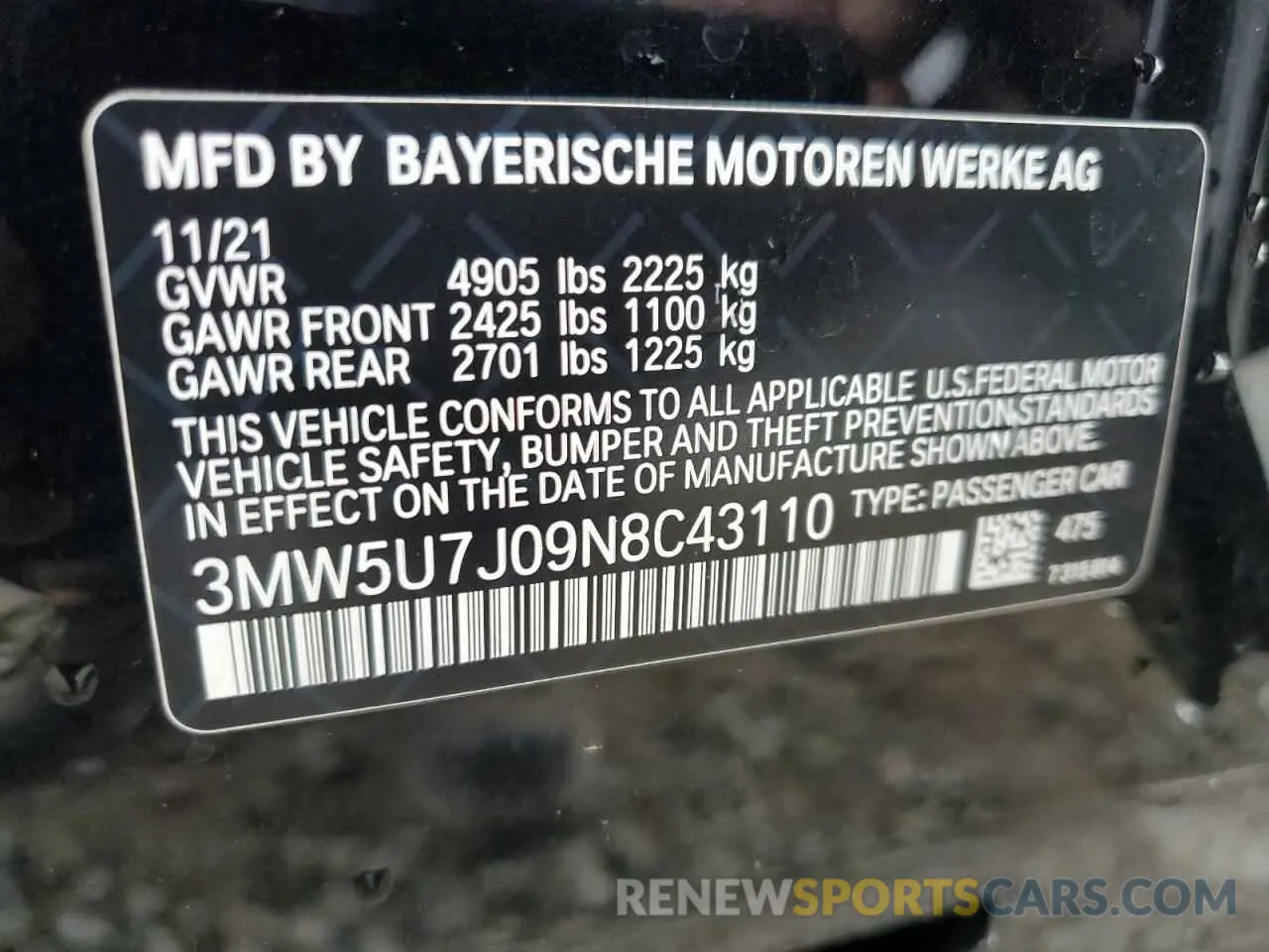 13 fotografías del automóvil dañado 3MW5U7J09N8C43110 BMW M3 2022