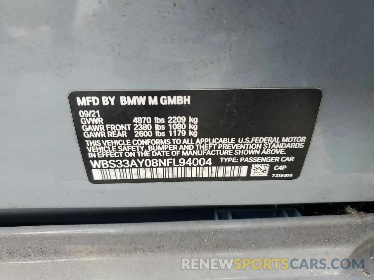 12 fotografías del automóvil dañado WBS33AY08NFL94004 BMW M3 2022