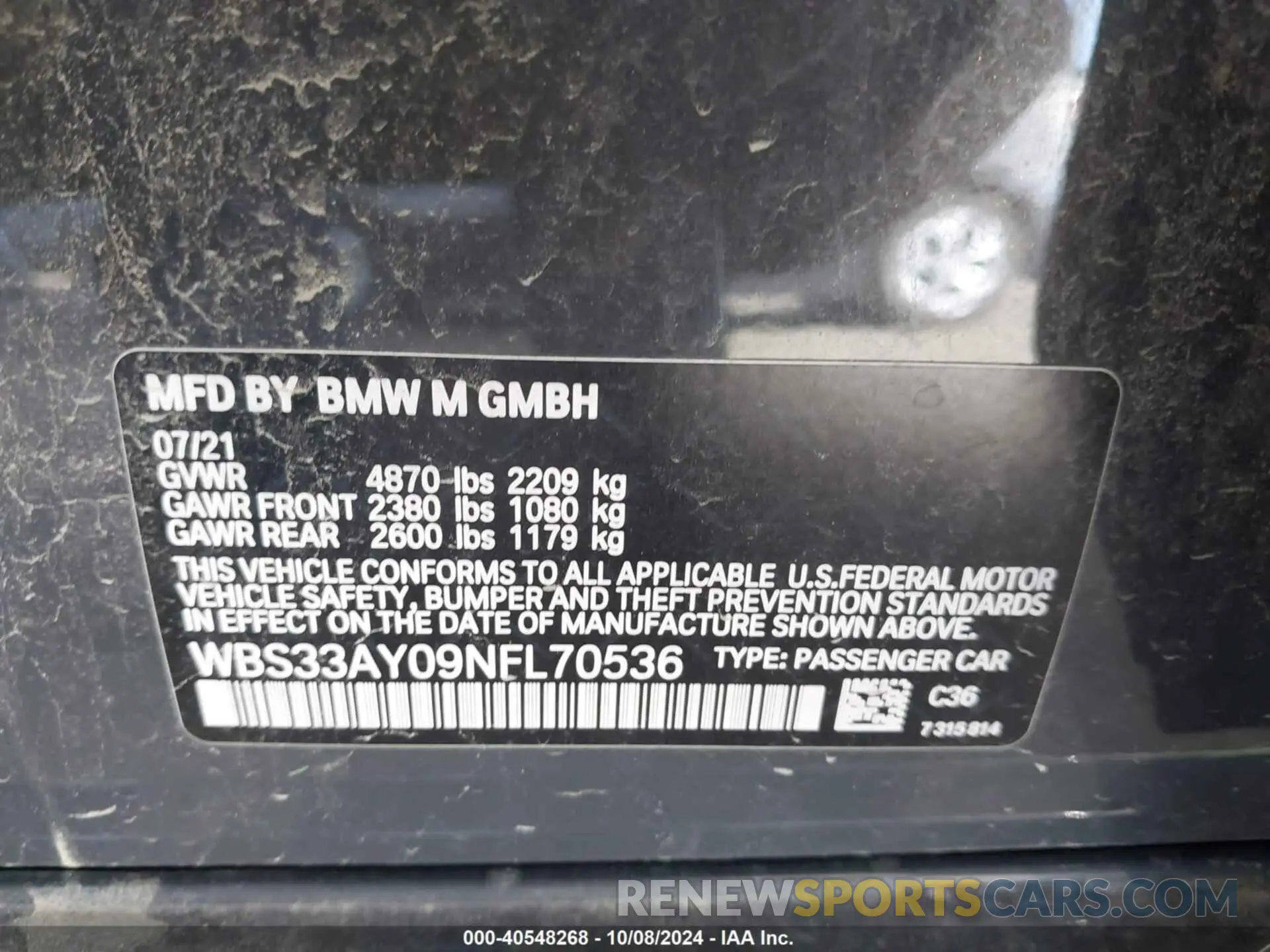 9 fotografías del automóvil dañado WBS33AY09NFL70536 BMW M3 2022