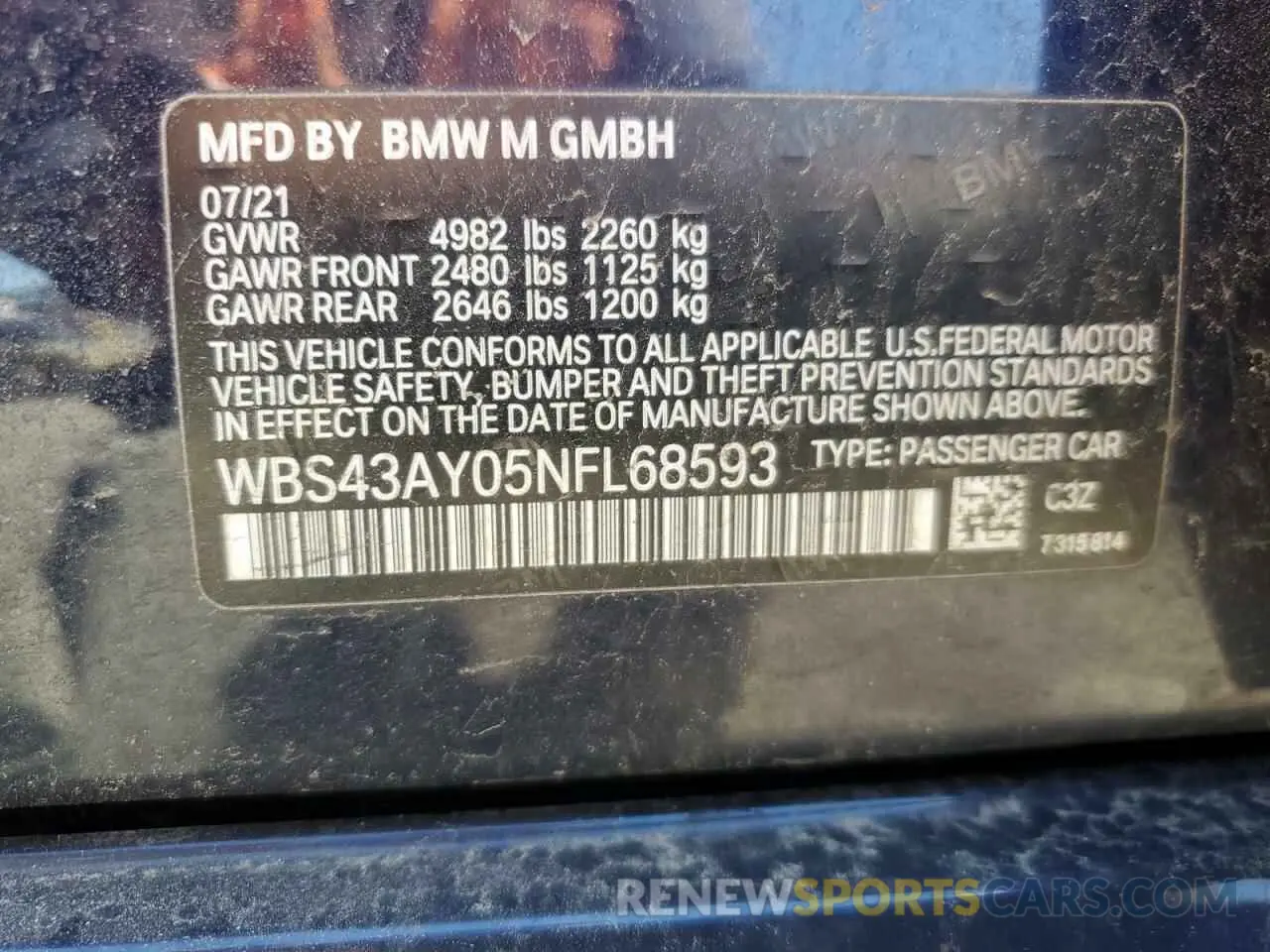 13 fotografías del automóvil dañado WBS43AY05NFL68593 BMW M3 2022