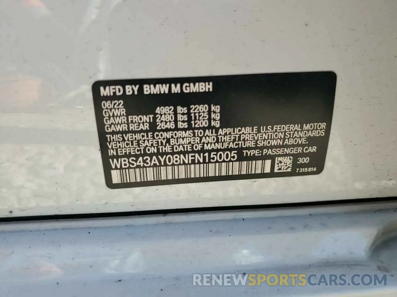 12 fotografías del automóvil dañado WBS43AY08NFN15005 BMW M3 2022