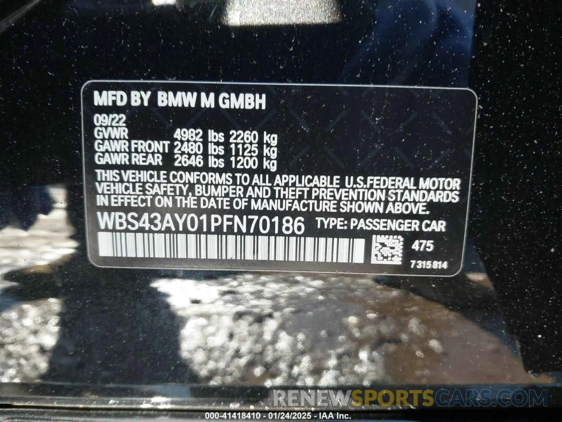 9 fotografías del automóvil dañado WBS43AY01PFN70186 BMW M3 2023
