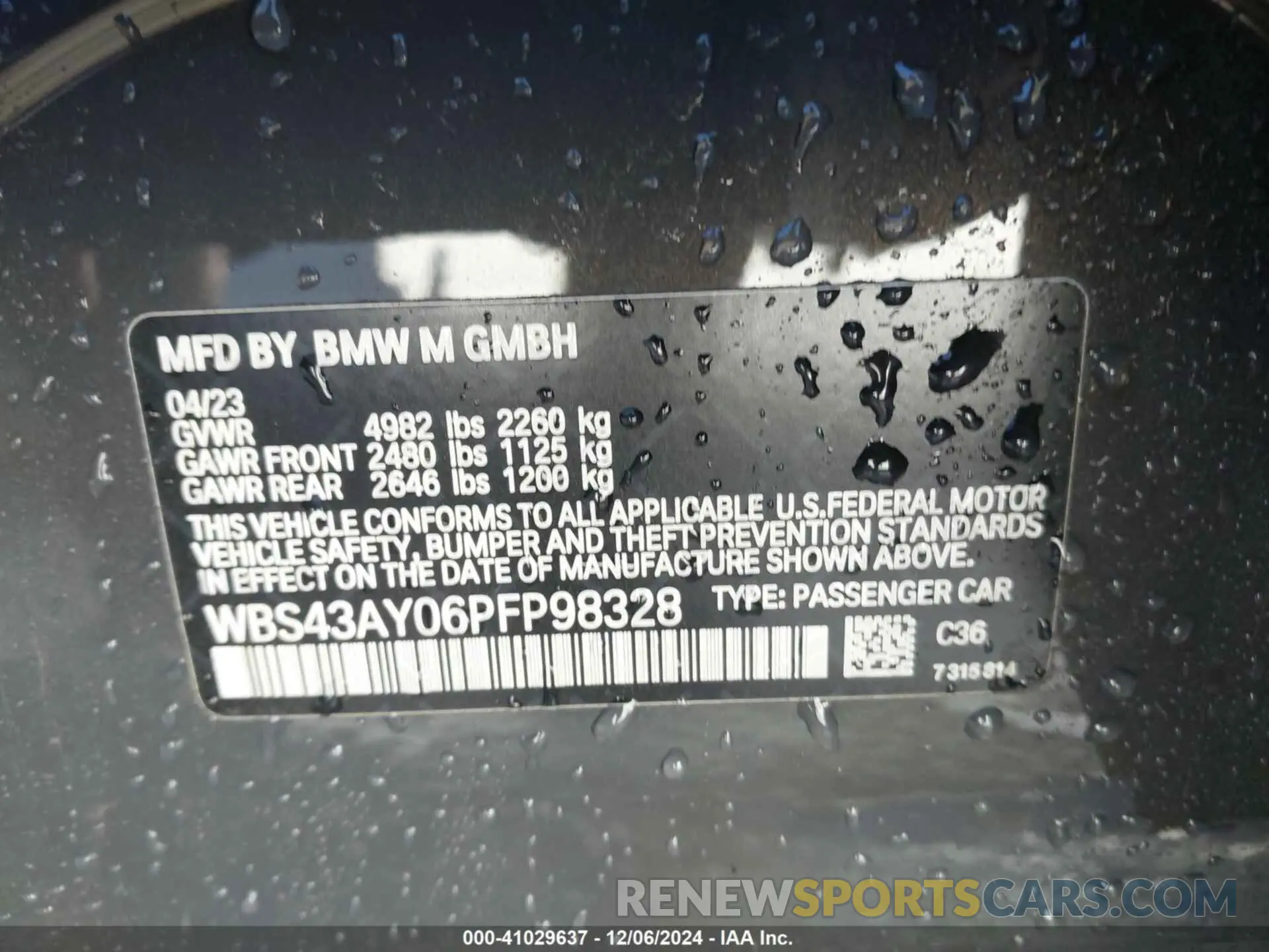 9 fotografías del automóvil dañado WBS43AY06PFP98328 BMW M3 2023