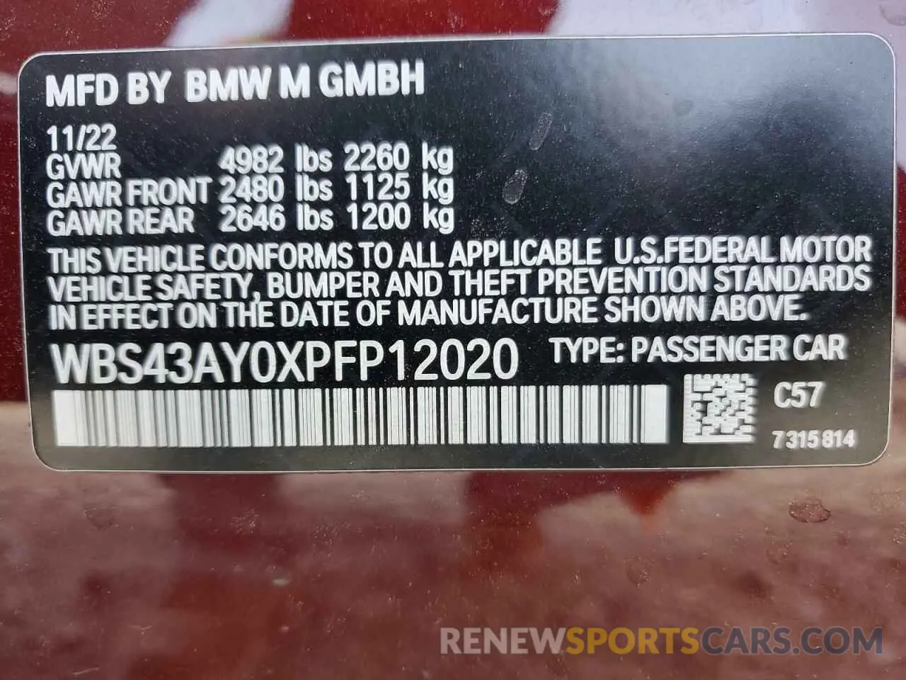 12 fotografías del automóvil dañado WBS43AY0XPFP12020 BMW M3 2023