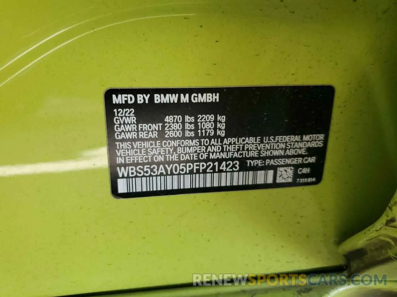12 fotografías del automóvil dañado WBS53AY05PFP21423 BMW M3 2023