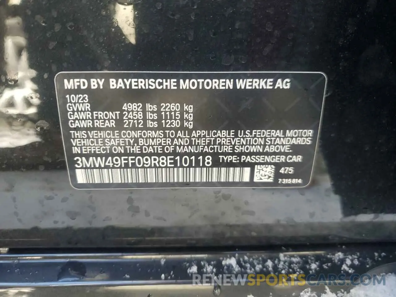 14 fotografías del automóvil dañado 3MW49FF09R8E10118 BMW M3 2024