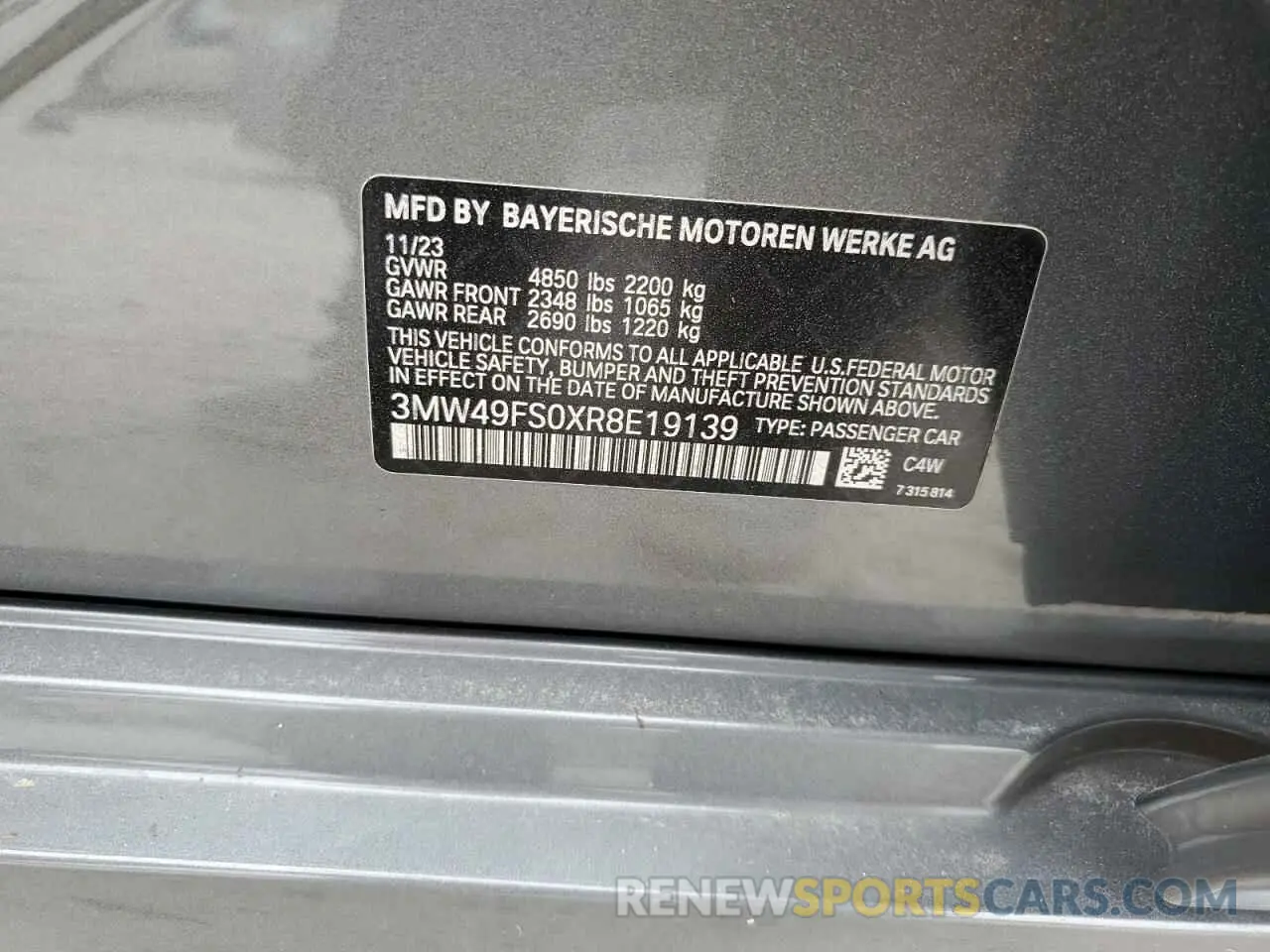 12 fotografías del automóvil dañado 3MW49FS0XR8E19139 BMW M3 2024