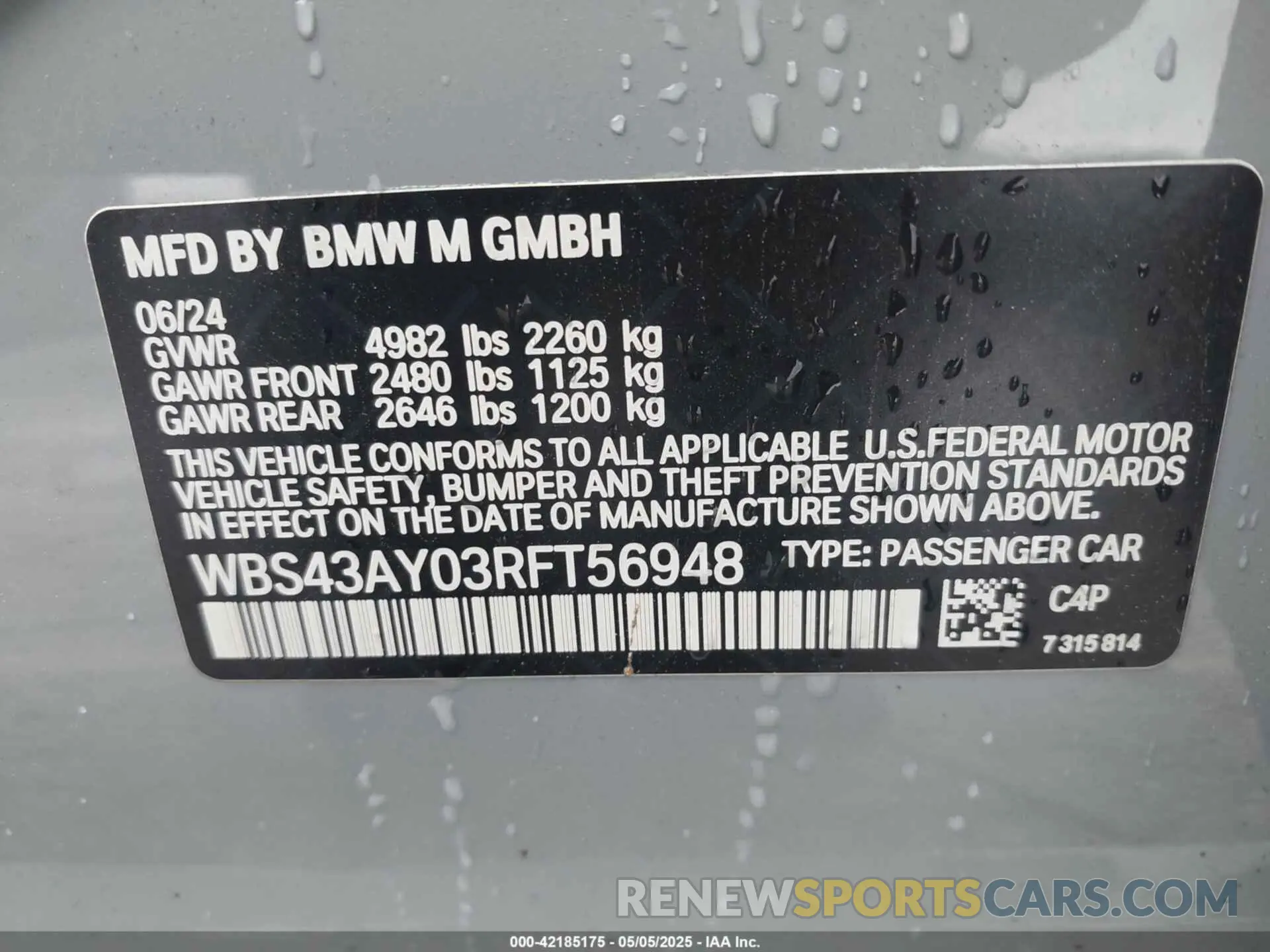9 fotografías del automóvil dañado WBS43AY03RFT56948 BMW M3 2024
