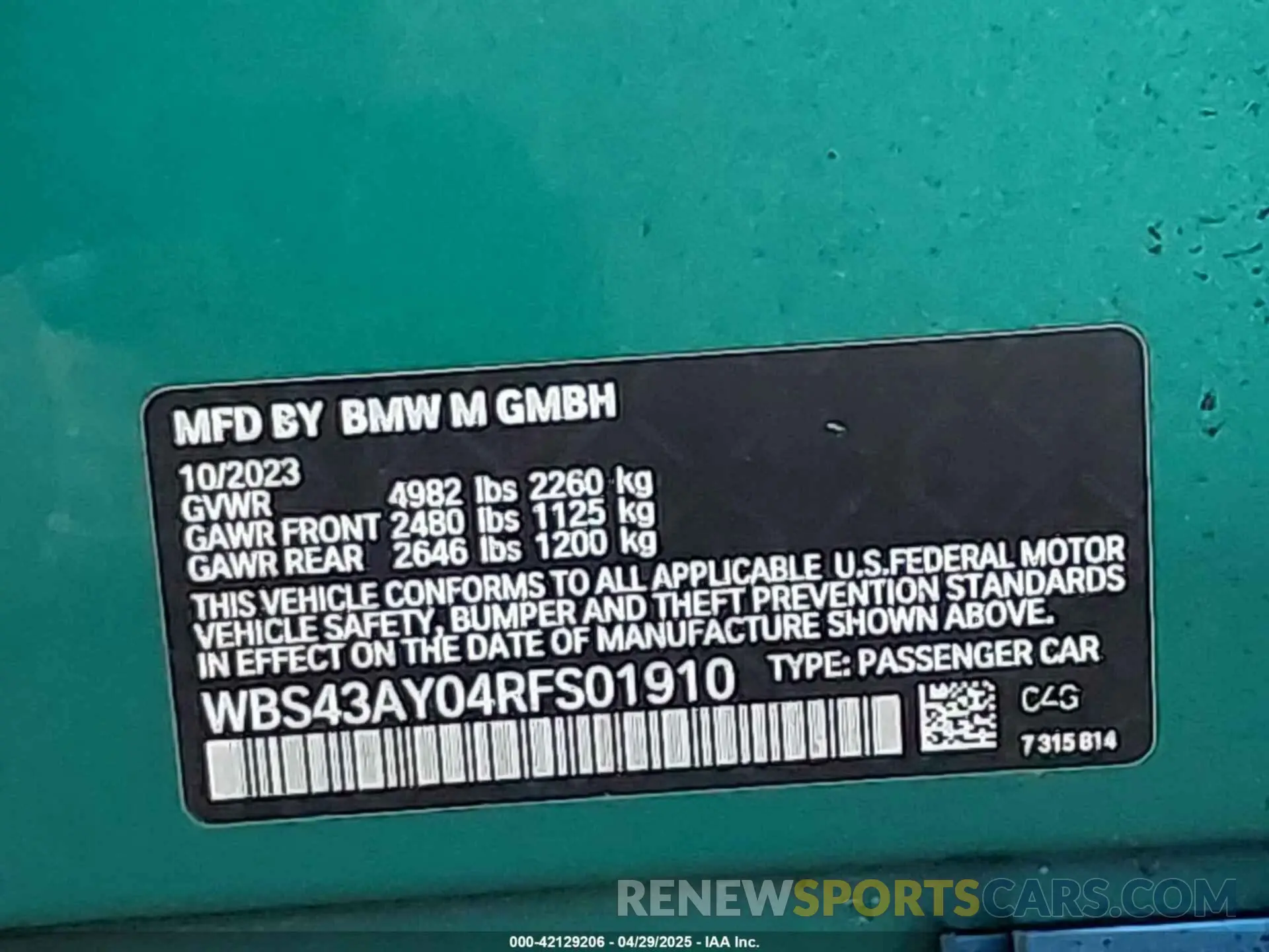 9 fotografías del automóvil dañado WBS43AY04RFS01910 BMW M3 2024