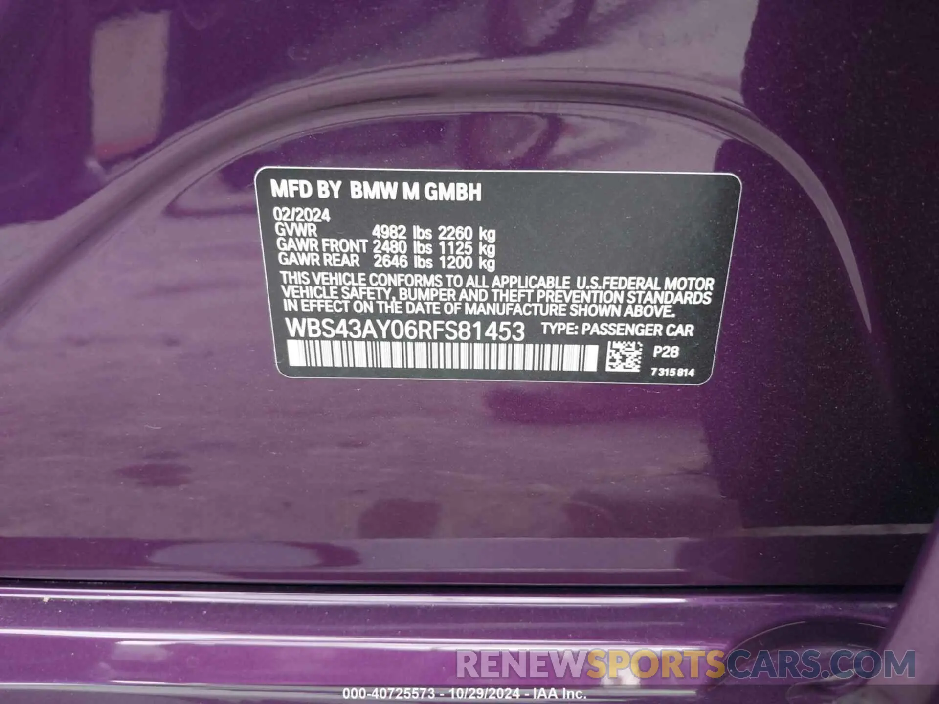 9 fotografías del automóvil dañado WBS43AY06RFS81453 BMW M3 2024