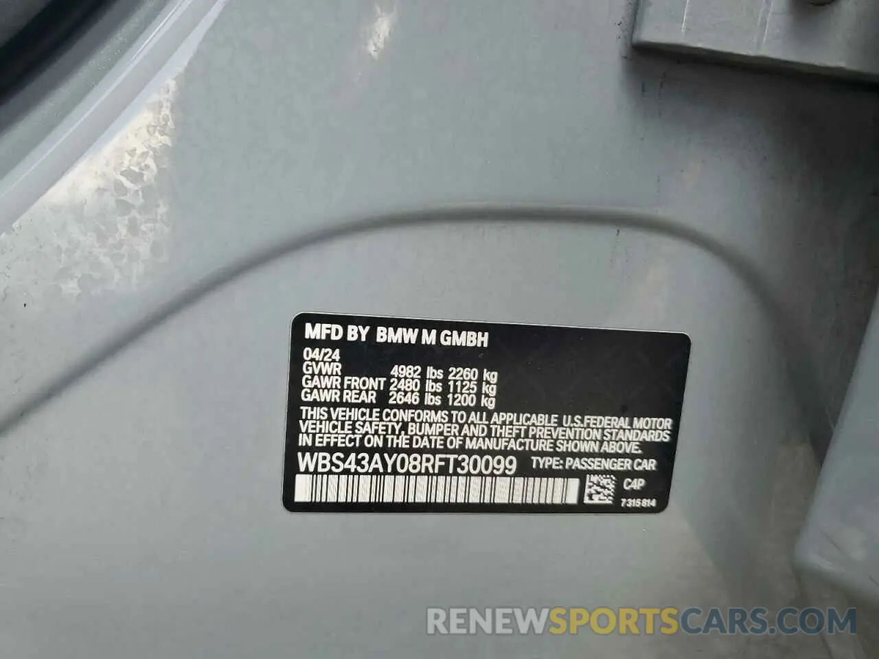 12 fotografías del automóvil dañado WBS43AY08RFT30099 BMW M3 2024