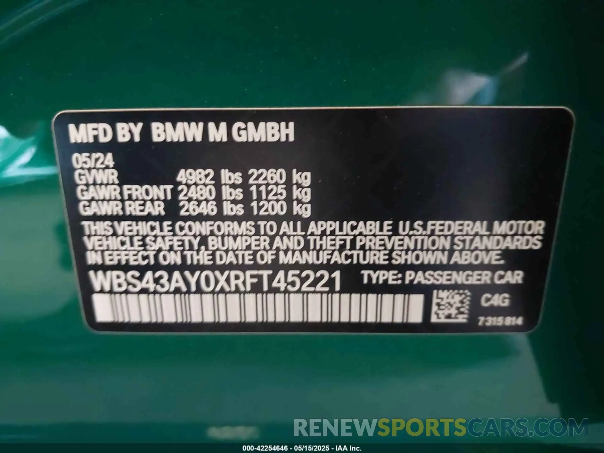 9 fotografías del automóvil dañado WBS43AY0XRFT45221 BMW M3 2024
