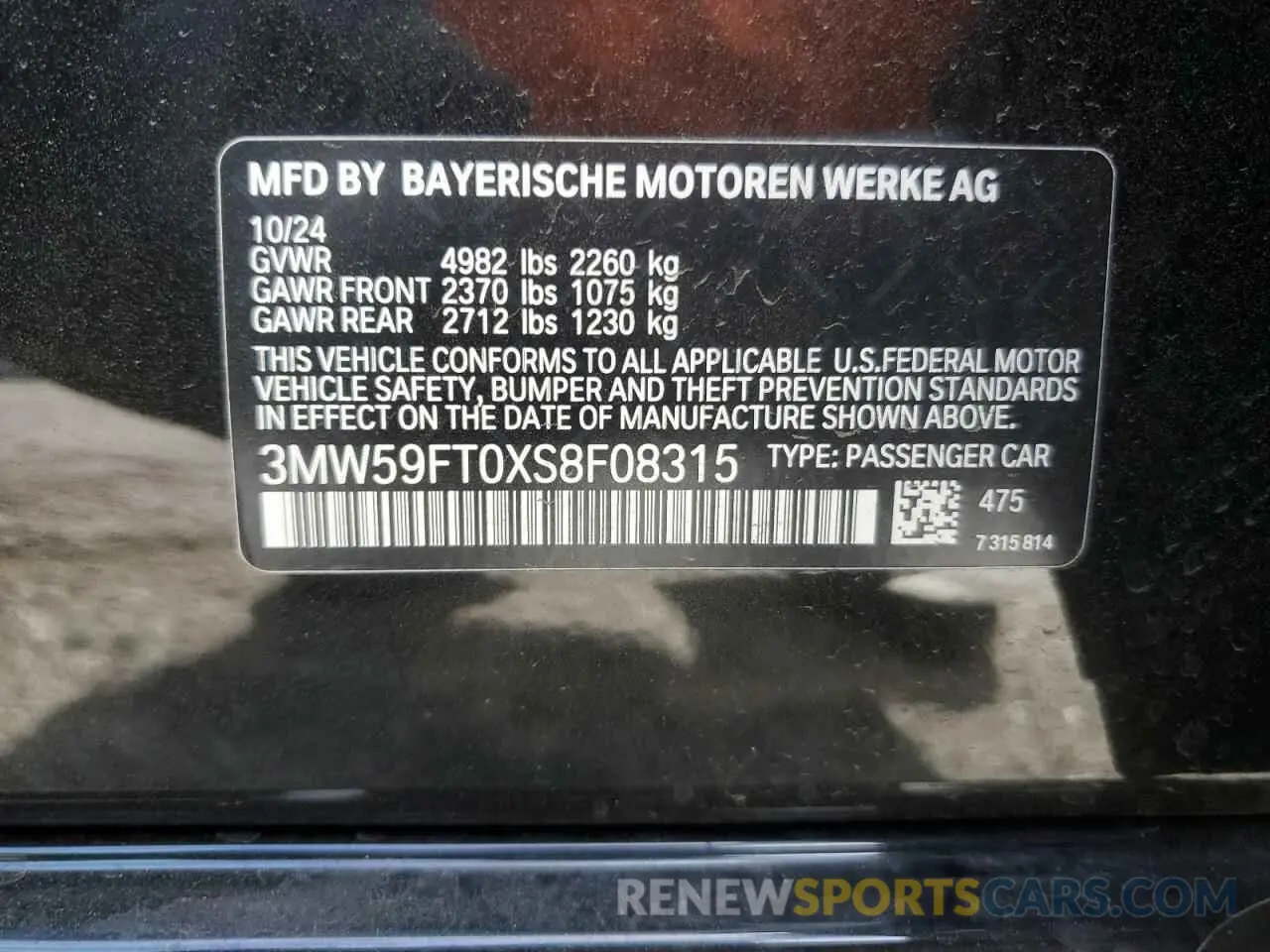 14 fotografías del automóvil dañado 3MW59FT0XS8F08315 BMW M3 2025