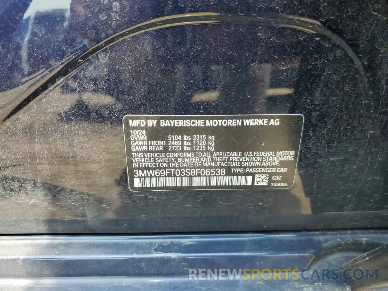 12 fotografías del automóvil dañado 3MW69FT03S8F06538 BMW M3 2025