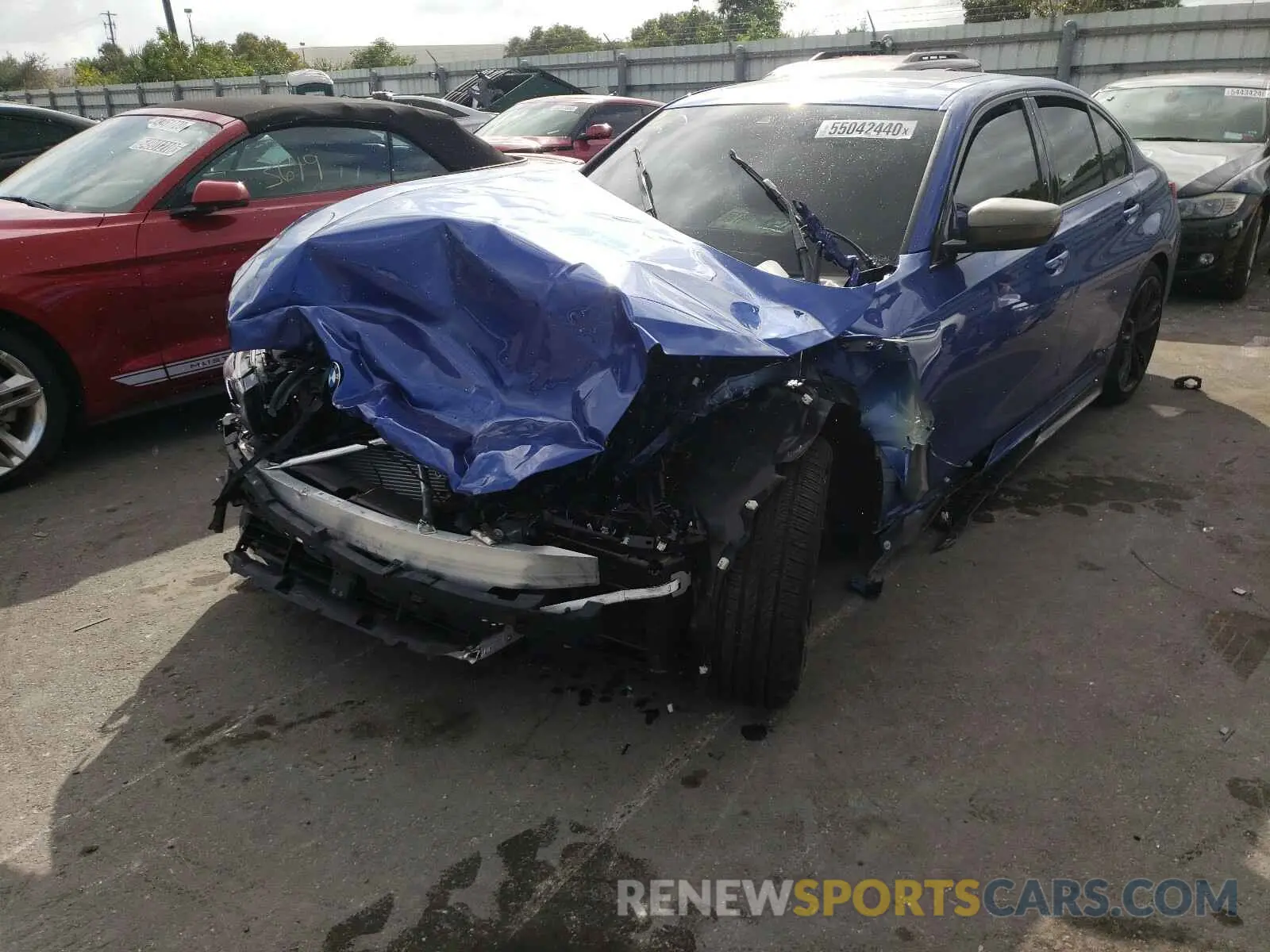2 fotografías del automóvil dañado 3MW5U7J04L8B39587 BMW M340I 2020