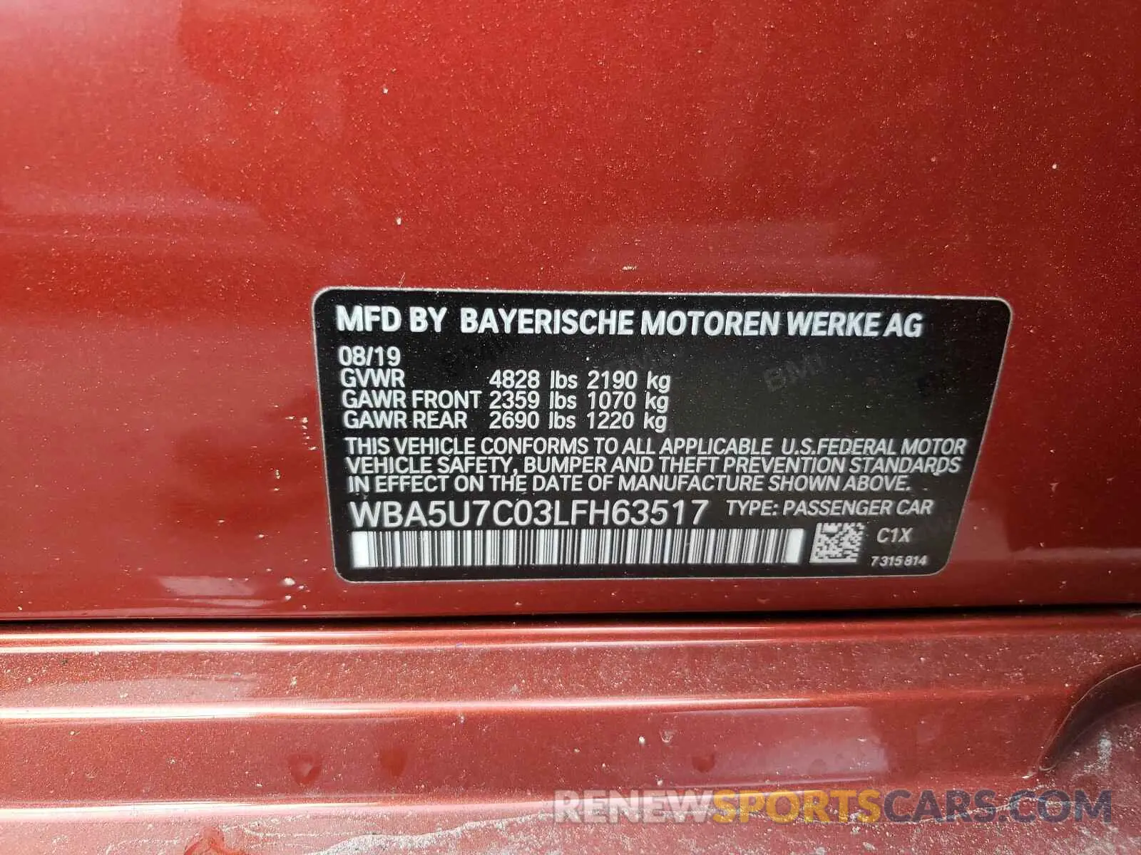 10 fotografías del automóvil dañado WBA5U7C03LFH63517 BMW M340I 2020