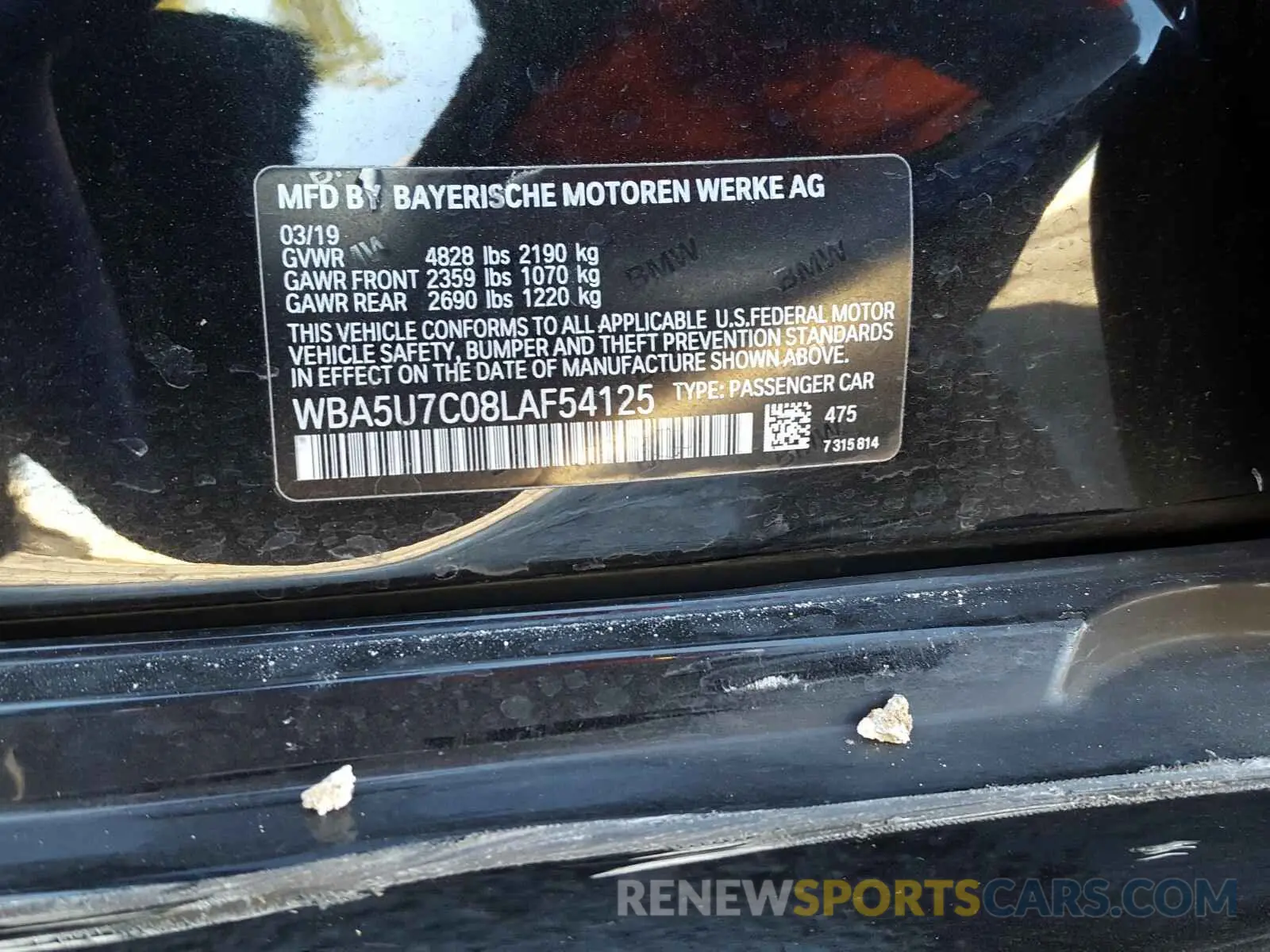 10 fotografías del automóvil dañado WBA5U7C08LAF54125 BMW M340I 2020
