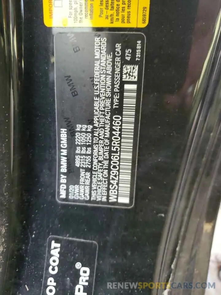 10 fotografías del automóvil dañado WBS4Z9C06L5R04460 BMW M4 2020