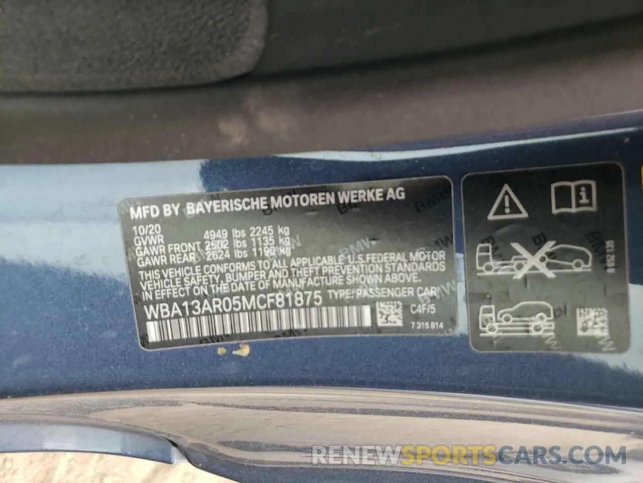 12 fotografías del automóvil dañado WBA13AR05MCF81875 BMW M4 2021