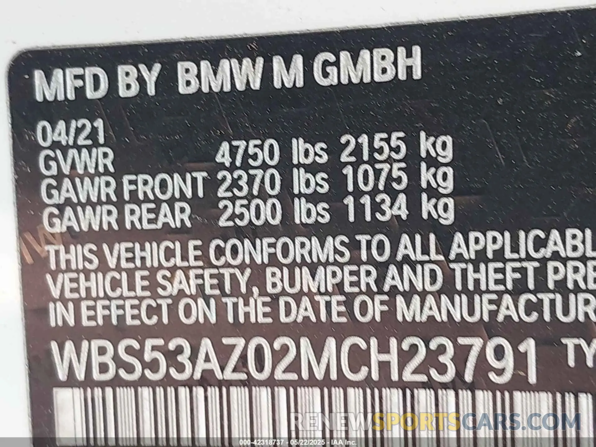 9 fotografías del automóvil dañado WBS53AZ02MCH23791 BMW M4 2021