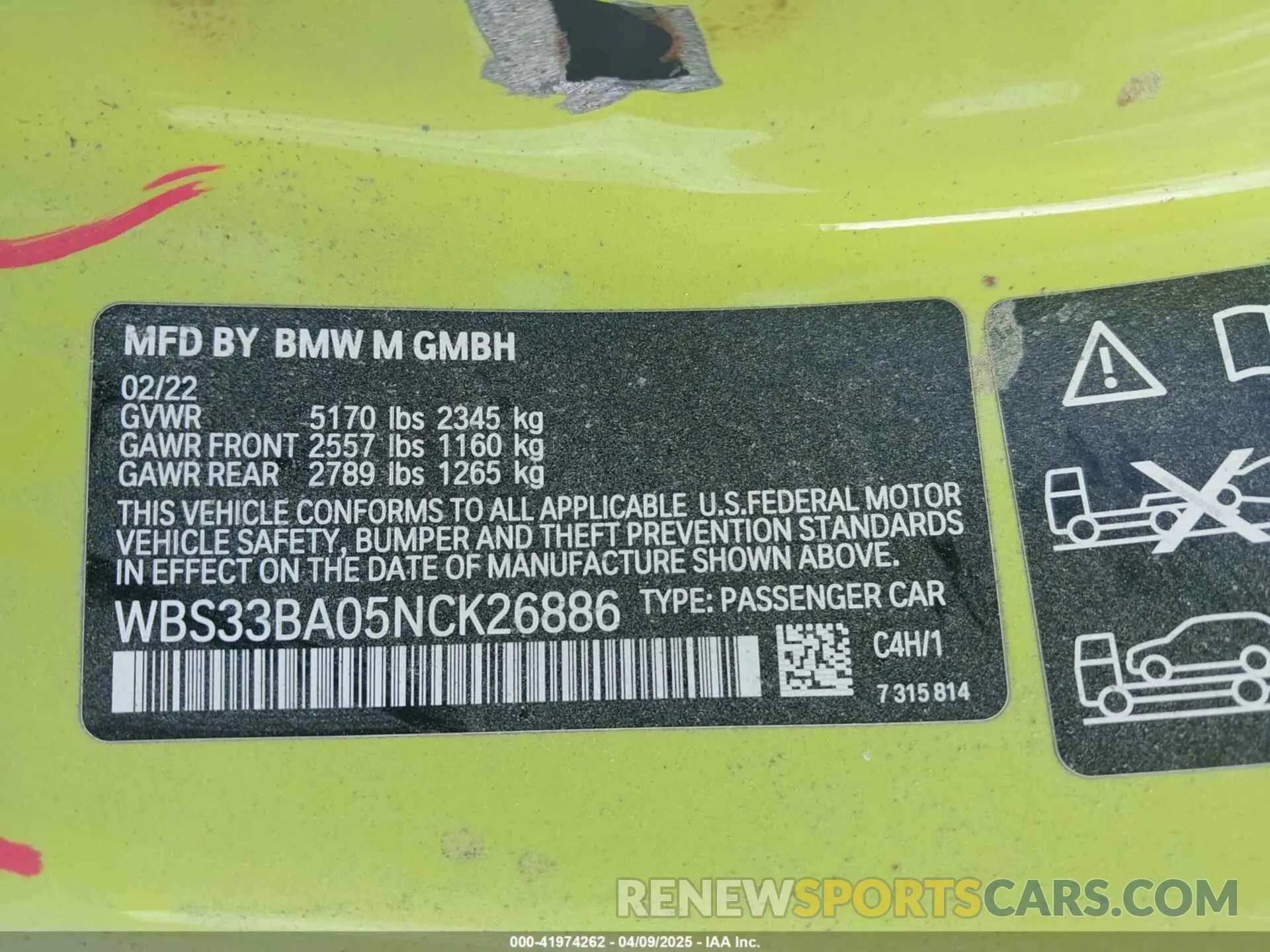9 fotografías del automóvil dañado WBS33BA05NCK26886 BMW M4 2022
