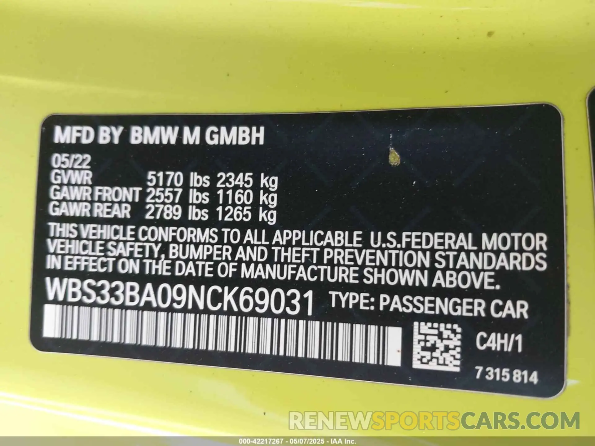 9 fotografías del automóvil dañado WBS33BA09NCK69031 BMW M4 2022