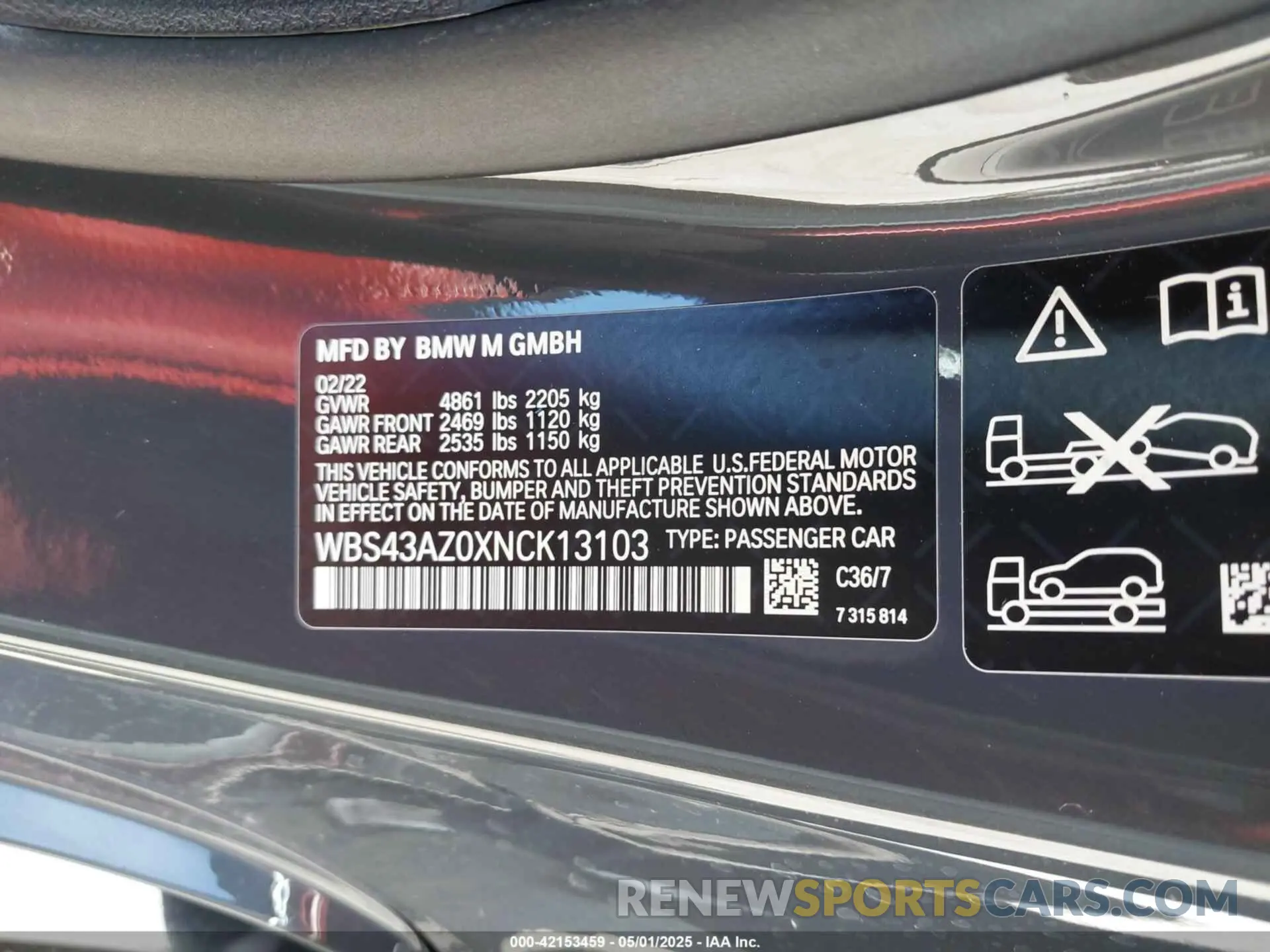 9 fotografías del automóvil dañado WBS43AZ0XNCK13103 BMW M4 2022