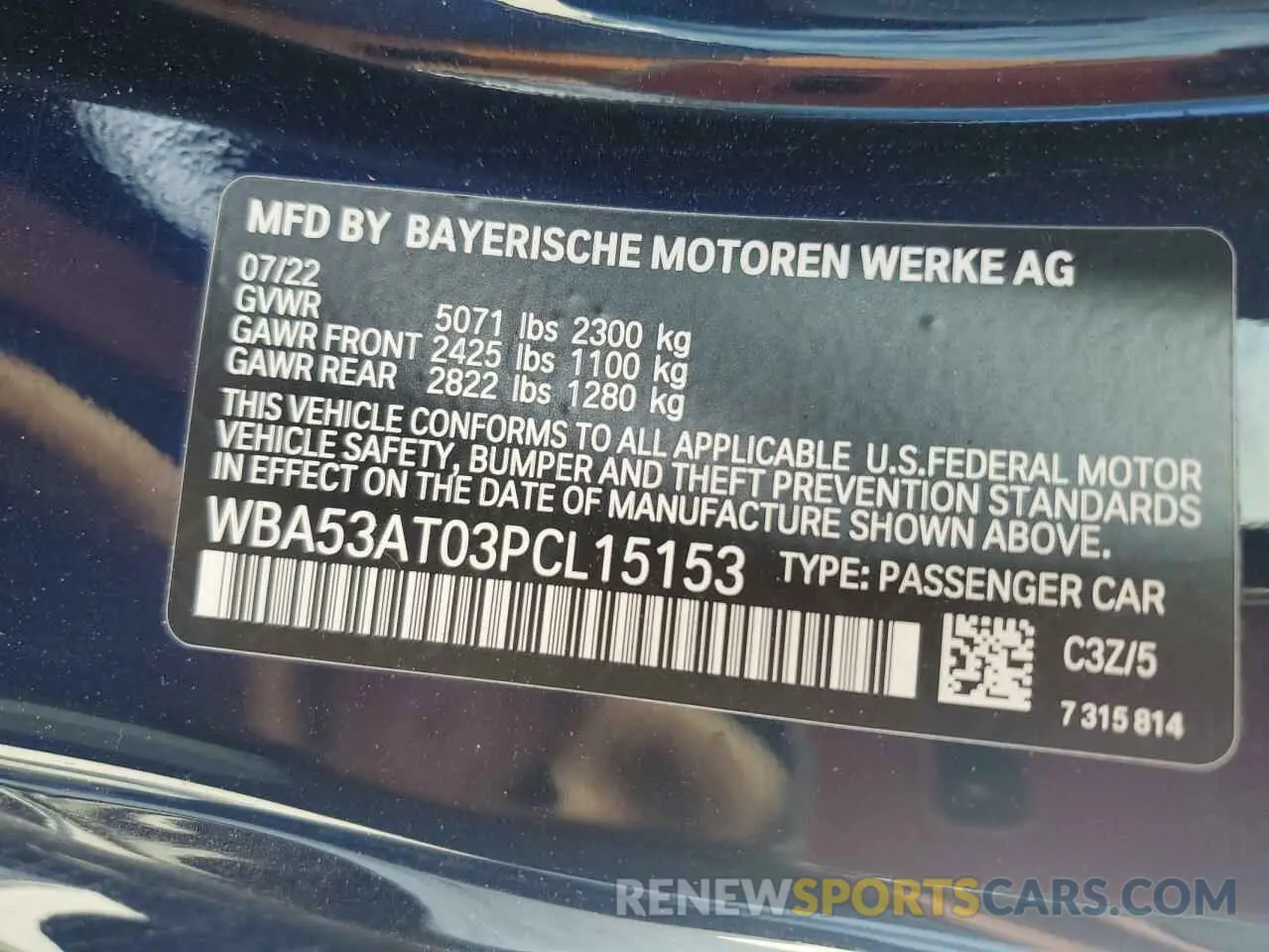 12 fotografías del automóvil dañado WBA53AT03PCL15153 BMW M4 2023