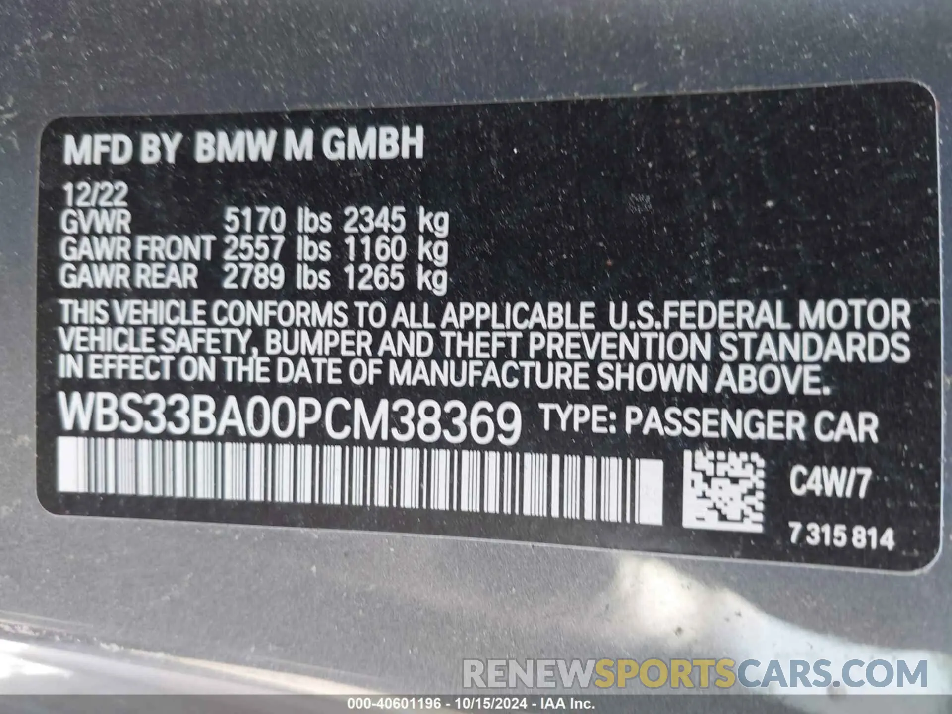 9 fotografías del automóvil dañado WBS33BA00PCM38369 BMW M4 2023