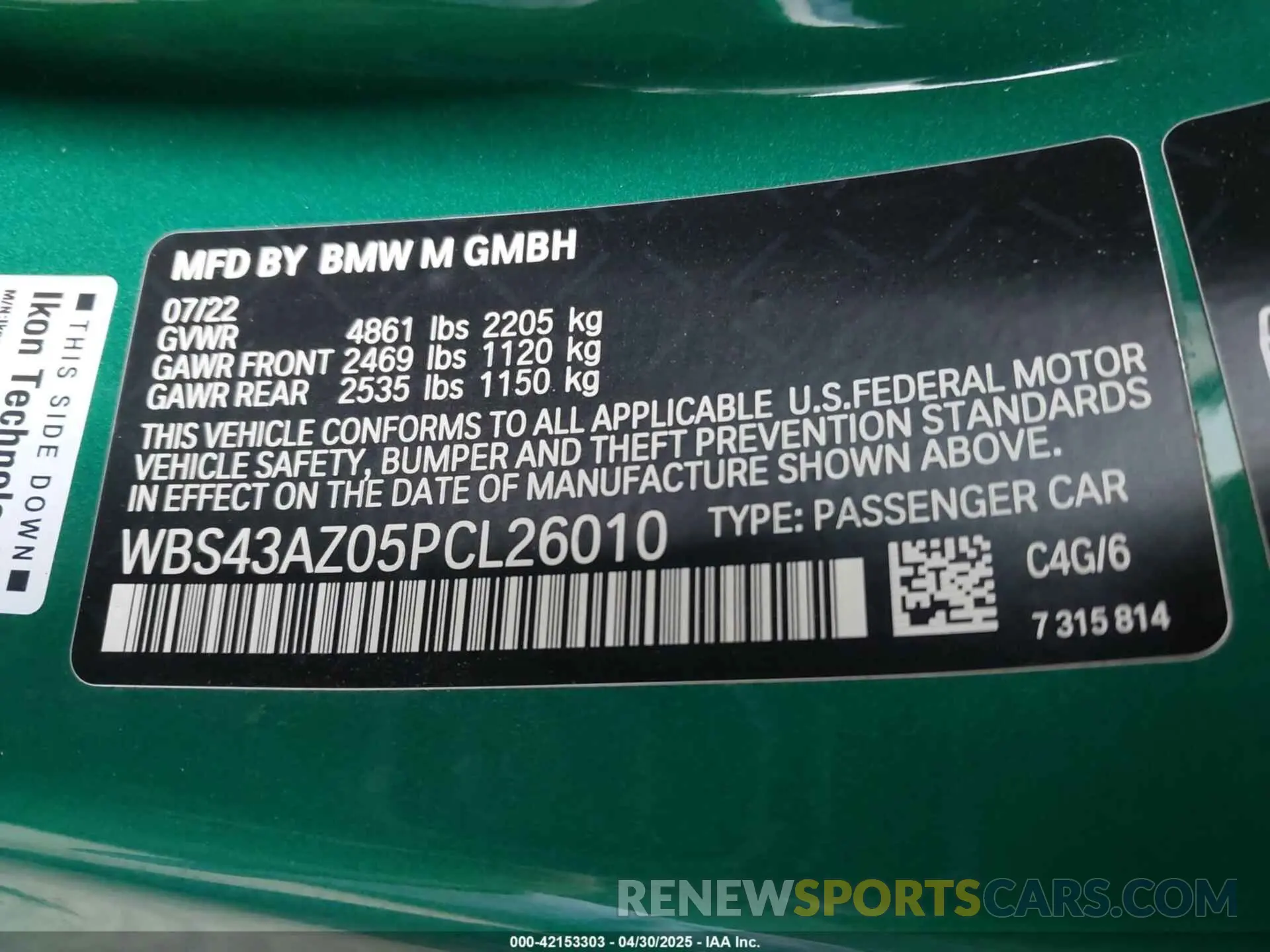 9 fotografías del automóvil dañado WBS43AZ05PCL26010 BMW M4 2023