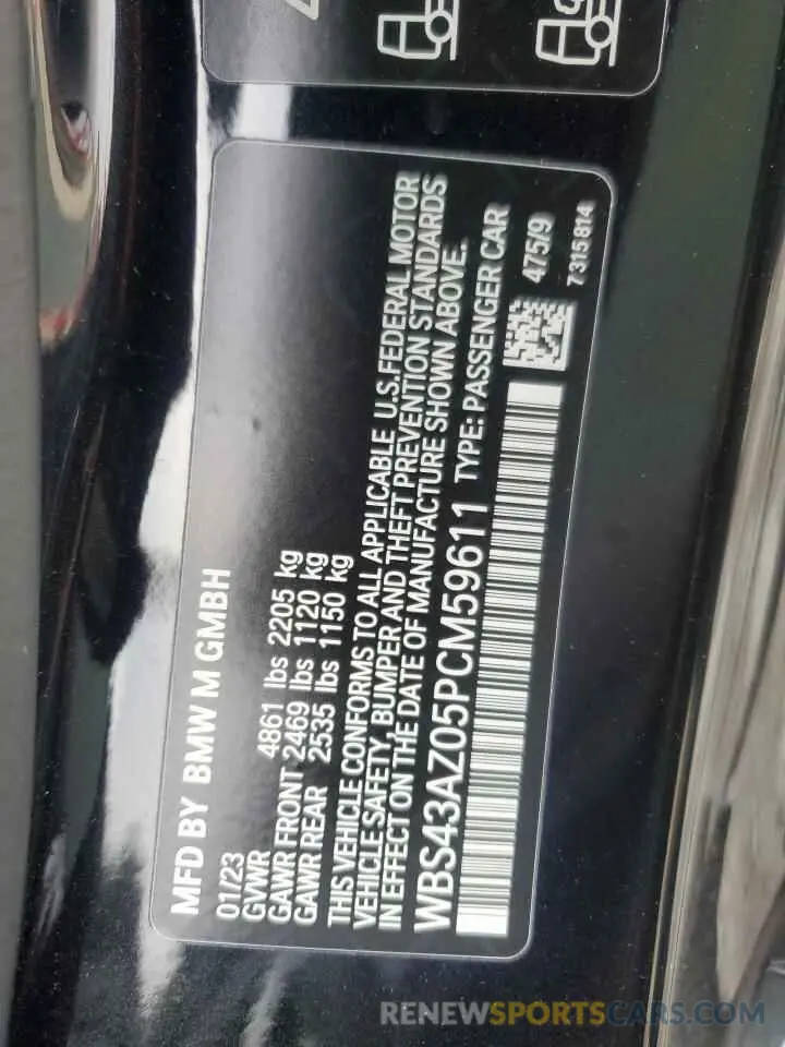 12 fotografías del automóvil dañado WBS43AZ05PCM59611 BMW M4 2023