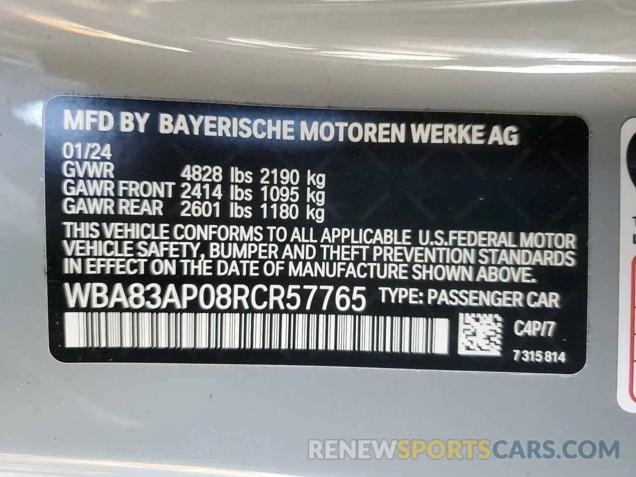 12 fotografías del automóvil dañado WBA83AP08RCR57765 BMW M4 2024