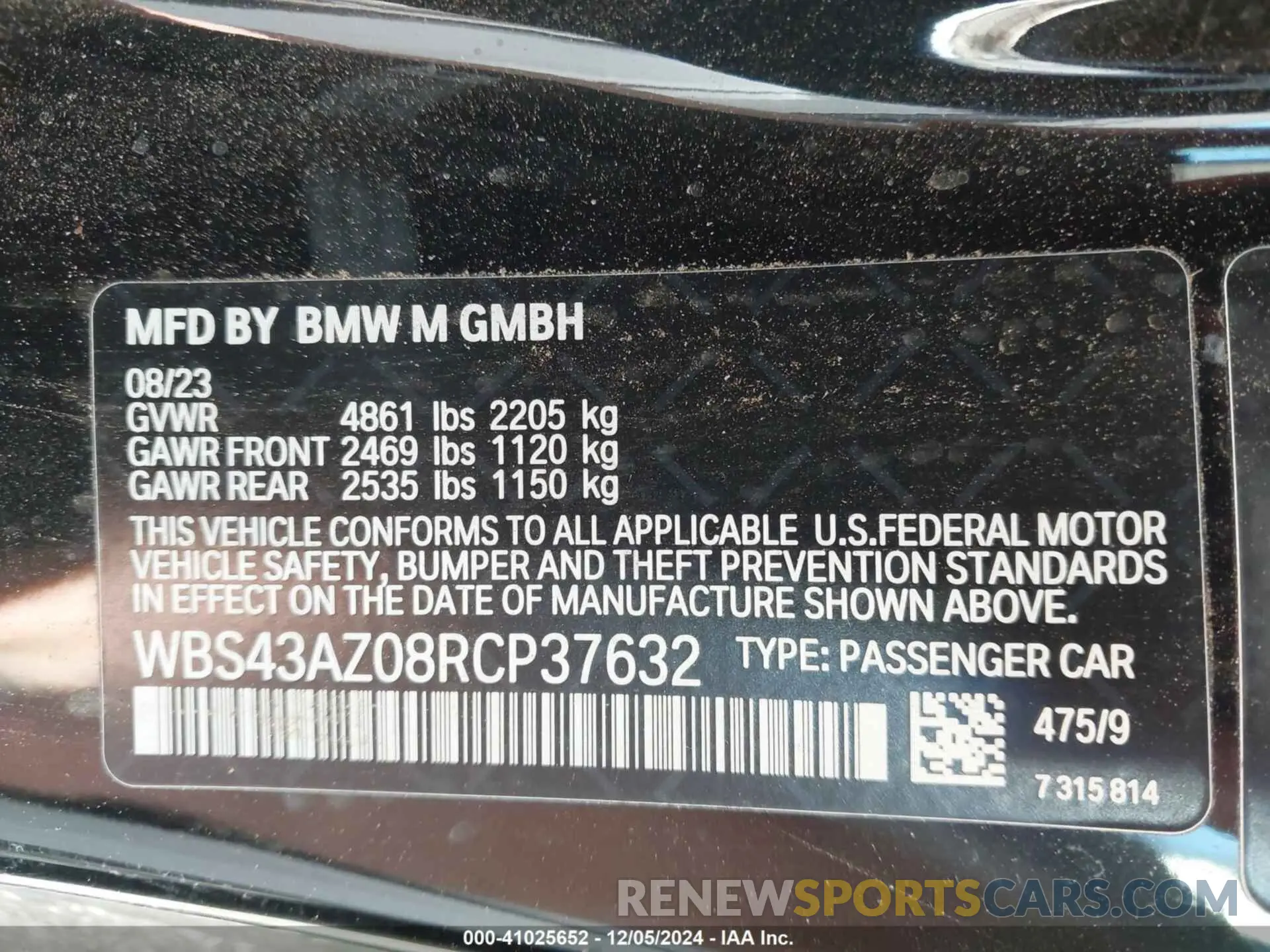 9 fotografías del automóvil dañado WBS43AZ08RCP37632 BMW M4 2024