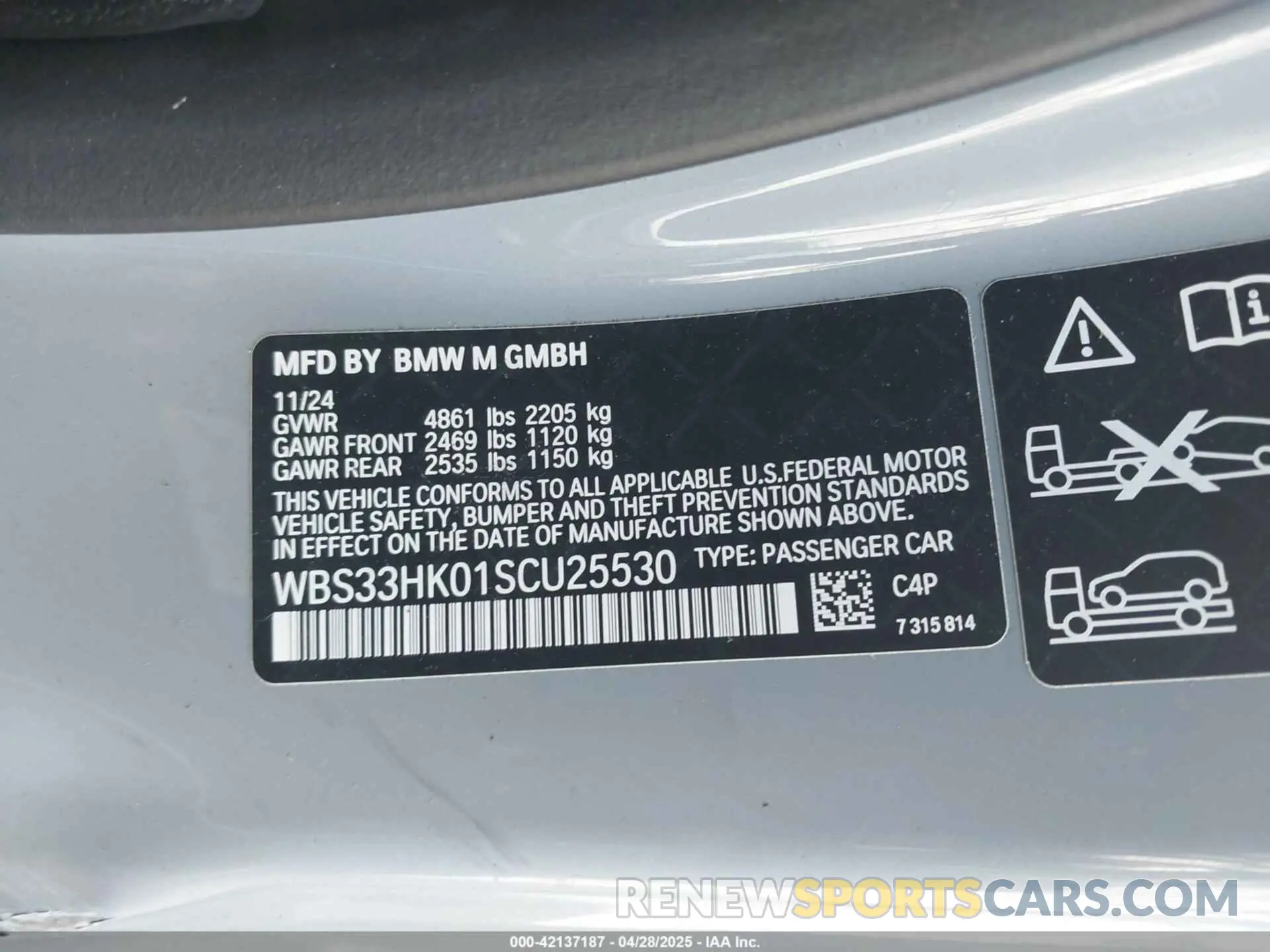 9 fotografías del automóvil dañado WBS33HK01SCU25530 BMW M4 2025