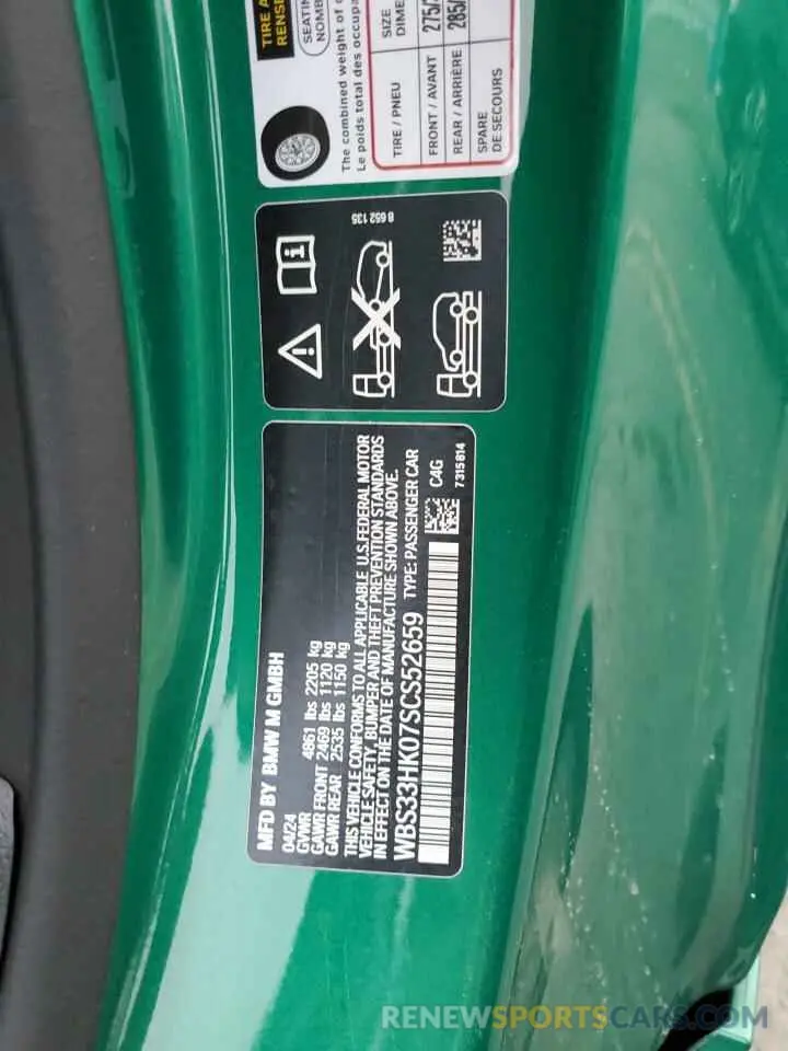 13 fotografías del automóvil dañado WBS33HK07SCS52659 BMW M4 2025