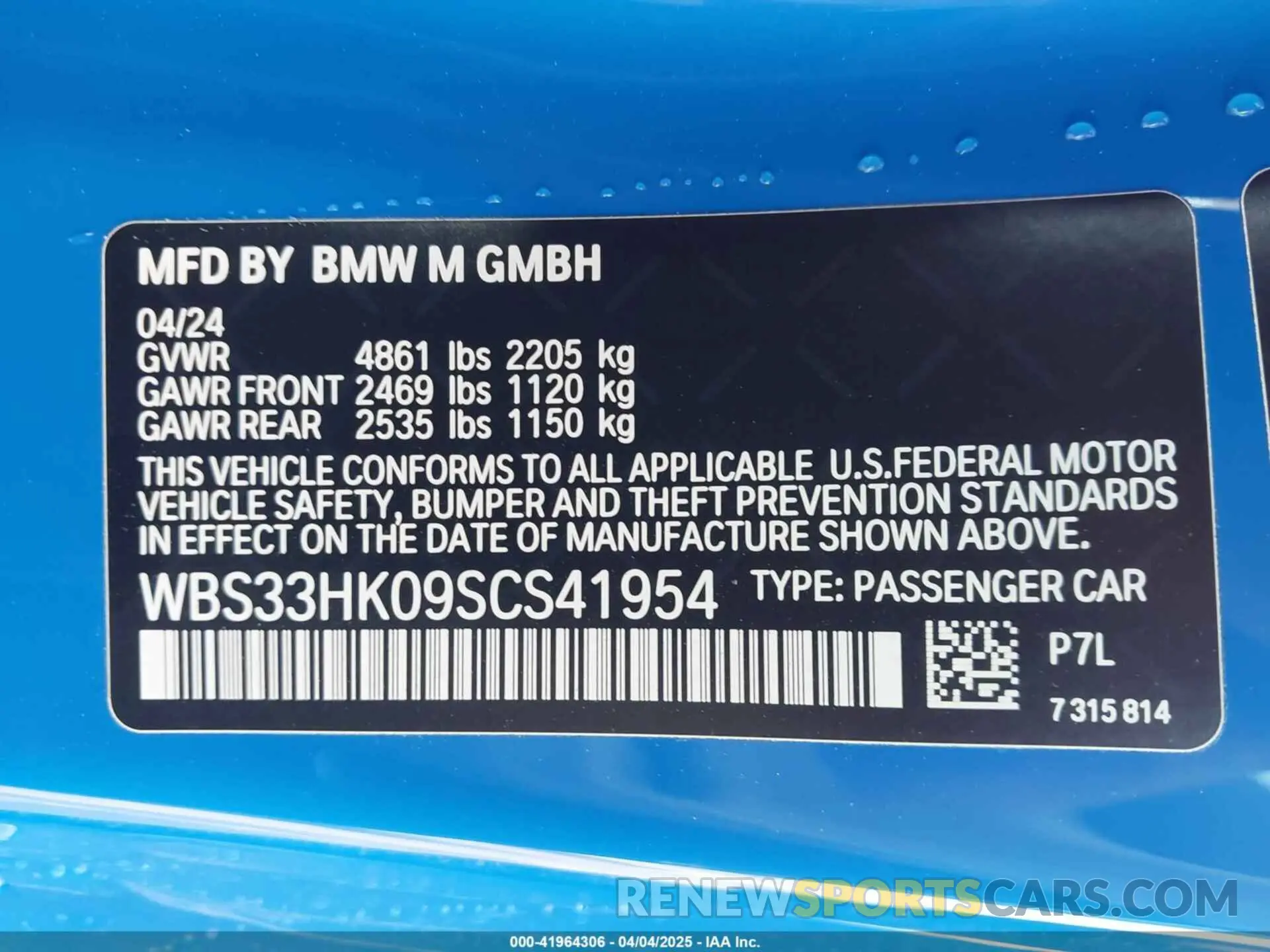 9 fotografías del automóvil dañado WBS33HK09SCS41954 BMW M4 2025