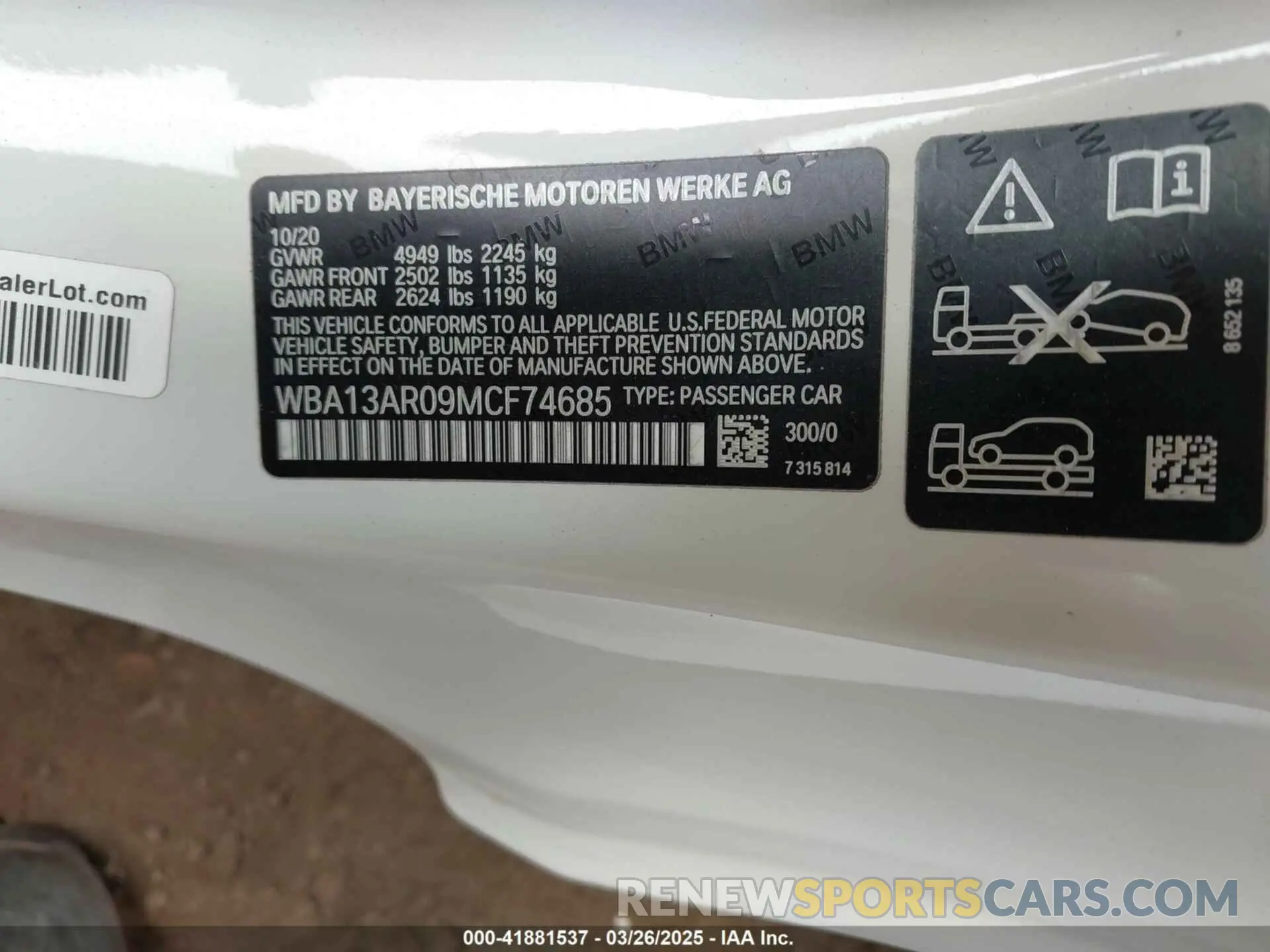 9 fotografías del automóvil dañado WBA13AR09MCF74685 BMW M440I 2021