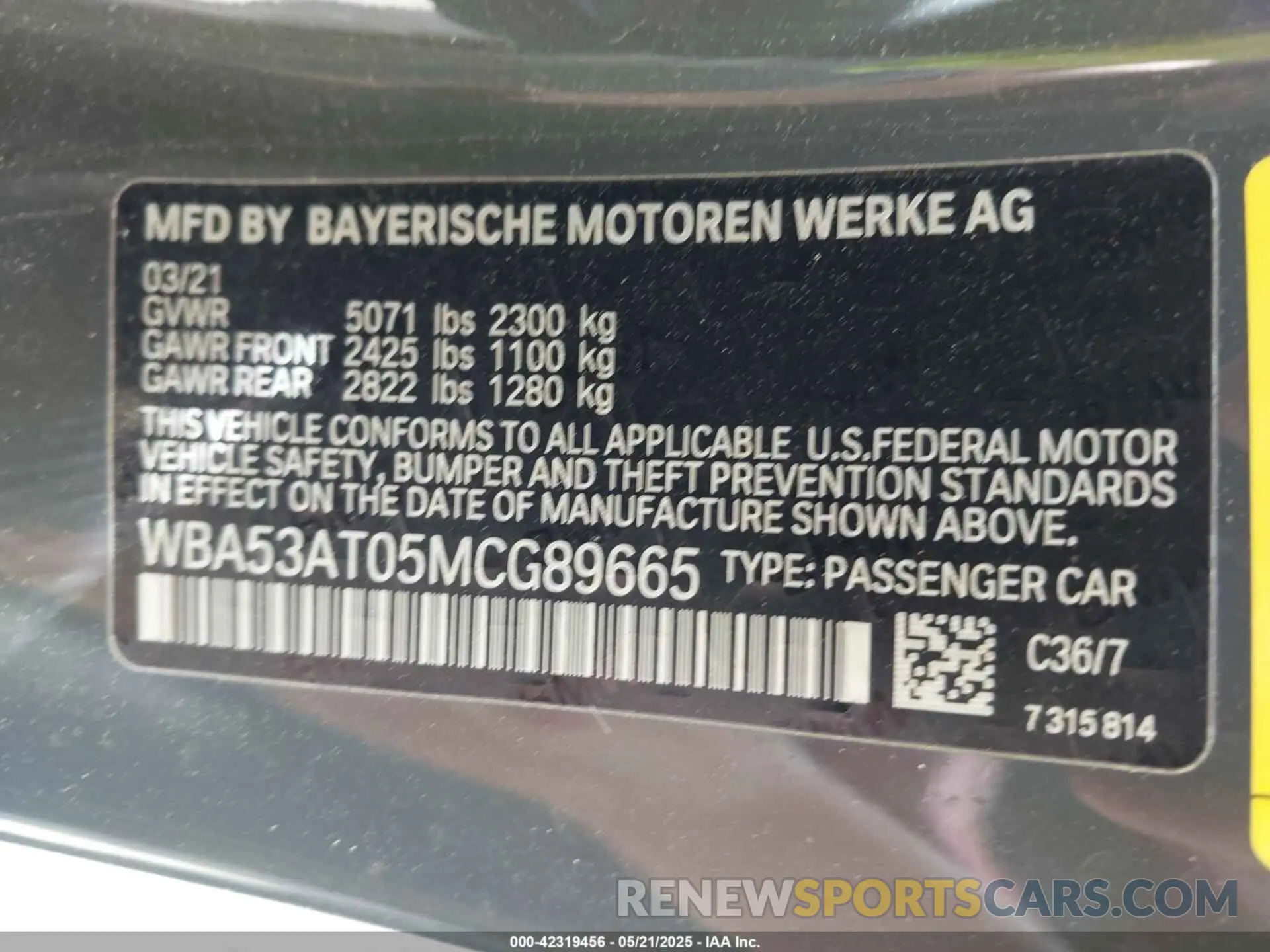 9 fotografías del automóvil dañado WBA53AT05MCG89665 BMW M440I 2021