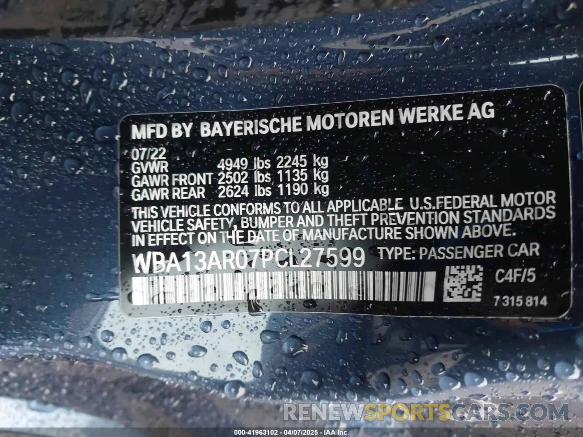 9 fotografías del automóvil dañado WBA13AR07PCL27599 BMW M440I 2023