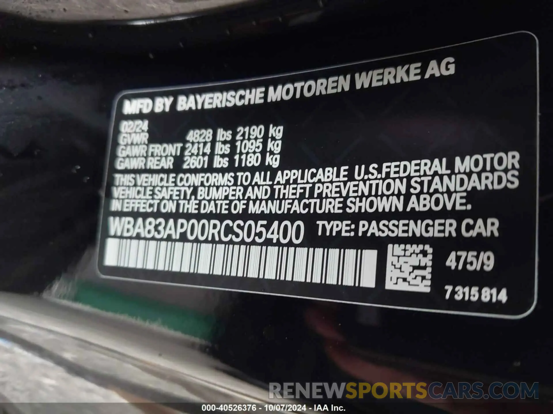 9 fotografías del automóvil dañado WBA83AP00RCS05400 BMW M440I 2024