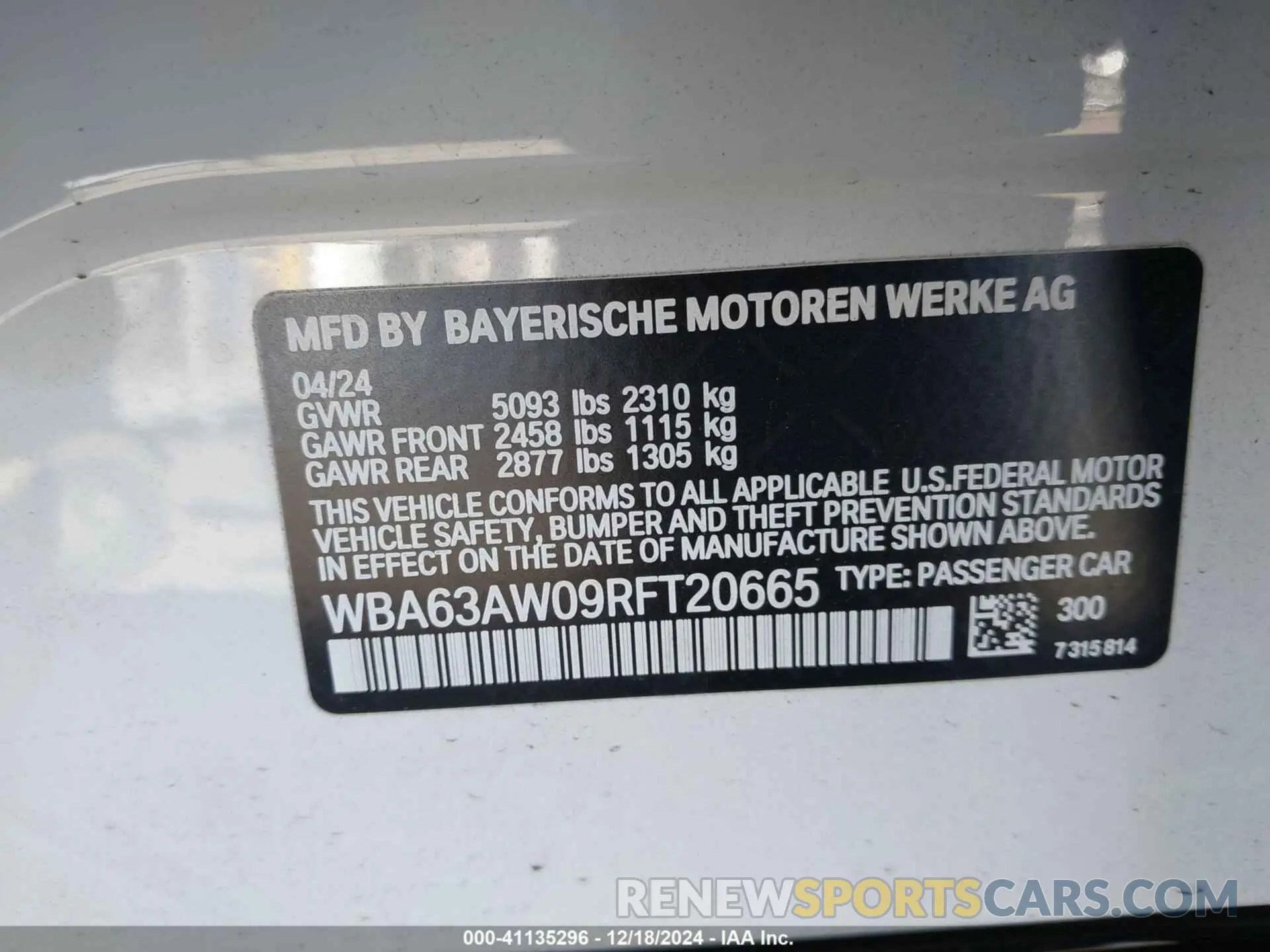 9 fotografías del automóvil dañado WBA63AW09RFT20665 BMW M440I GRAN COUPE 2024