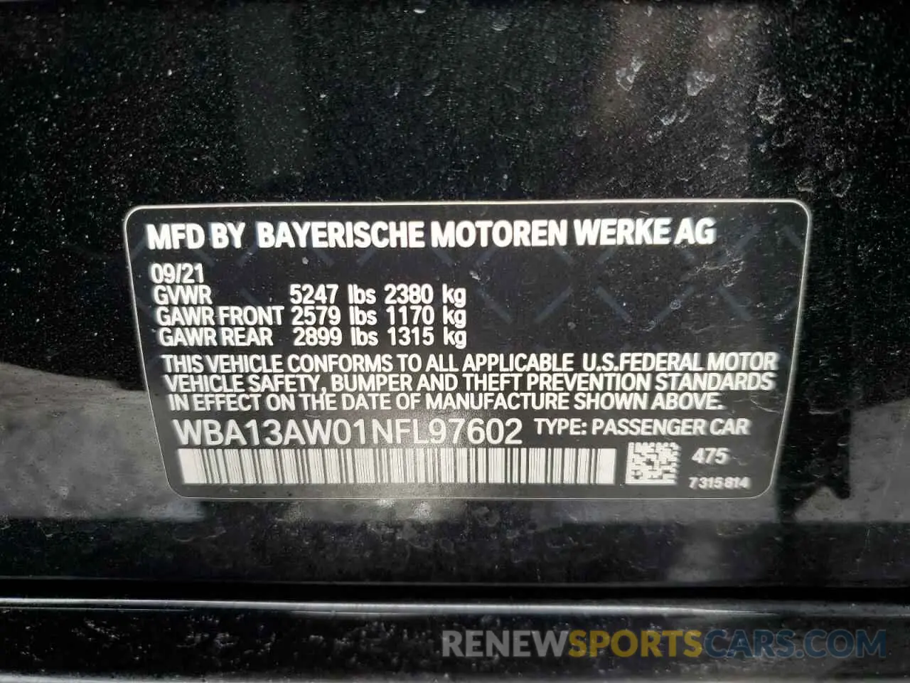 12 fotografías del automóvil dañado WBA13AW01NFL97602 BMW M440XI GRA 2022
