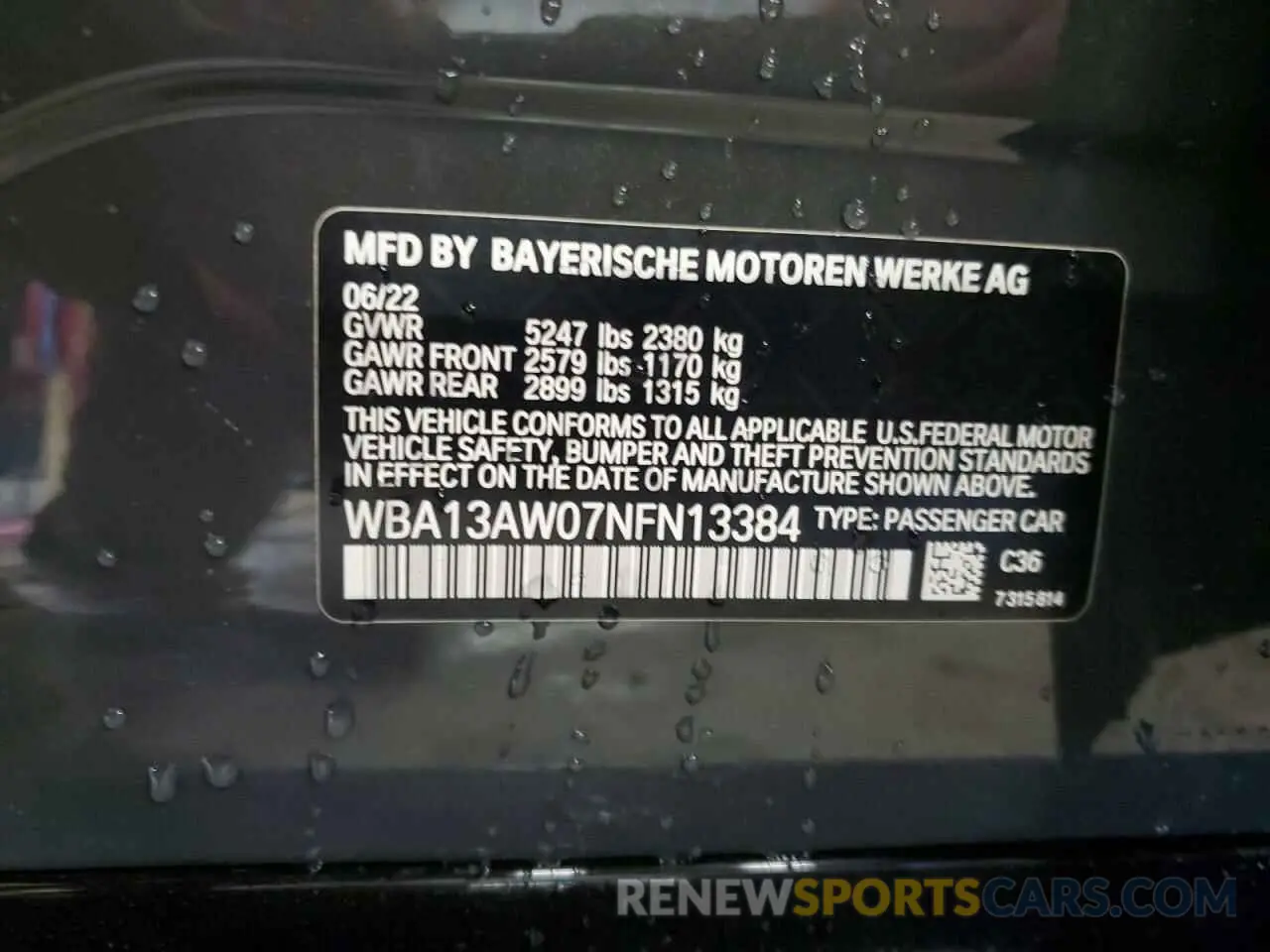 13 fotografías del automóvil dañado WBA13AW07NFN13384 BMW M440XI GRA 2022