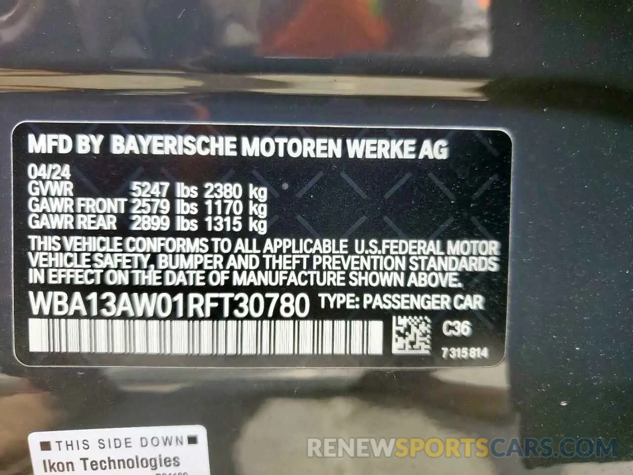 13 fotografías del automóvil dañado WBA13AW01RFT30780 BMW M440XI GRA 2024