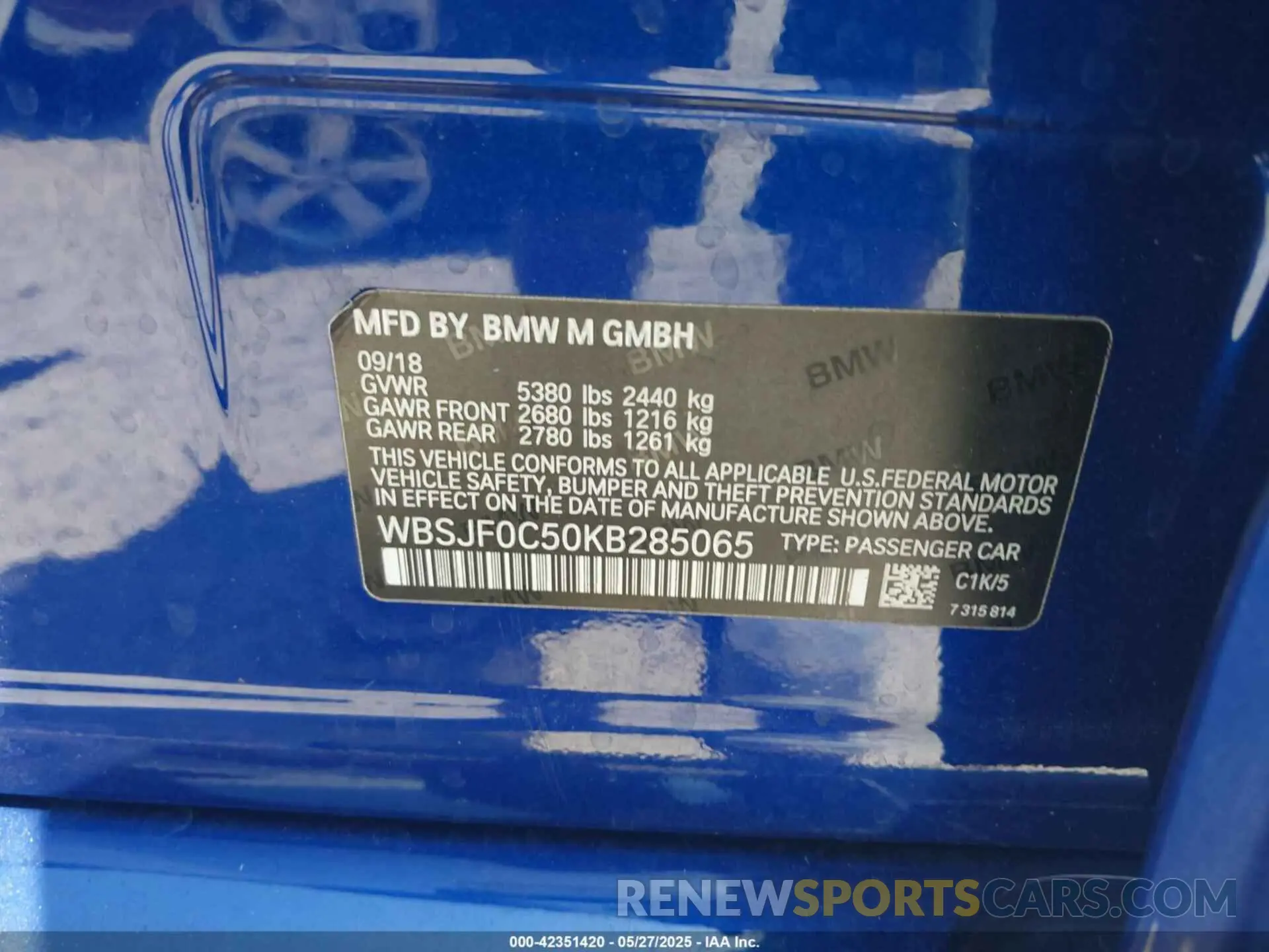 9 fotografías del automóvil dañado WBSJF0C50KB285065 BMW M5 2019