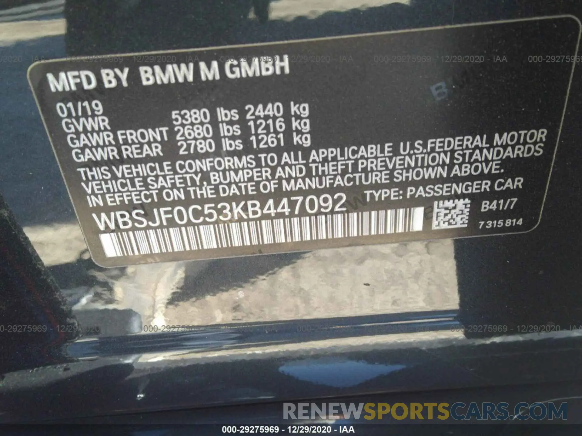 9 fotografías del automóvil dañado WBSJF0C53KB447092 BMW M5 2019
