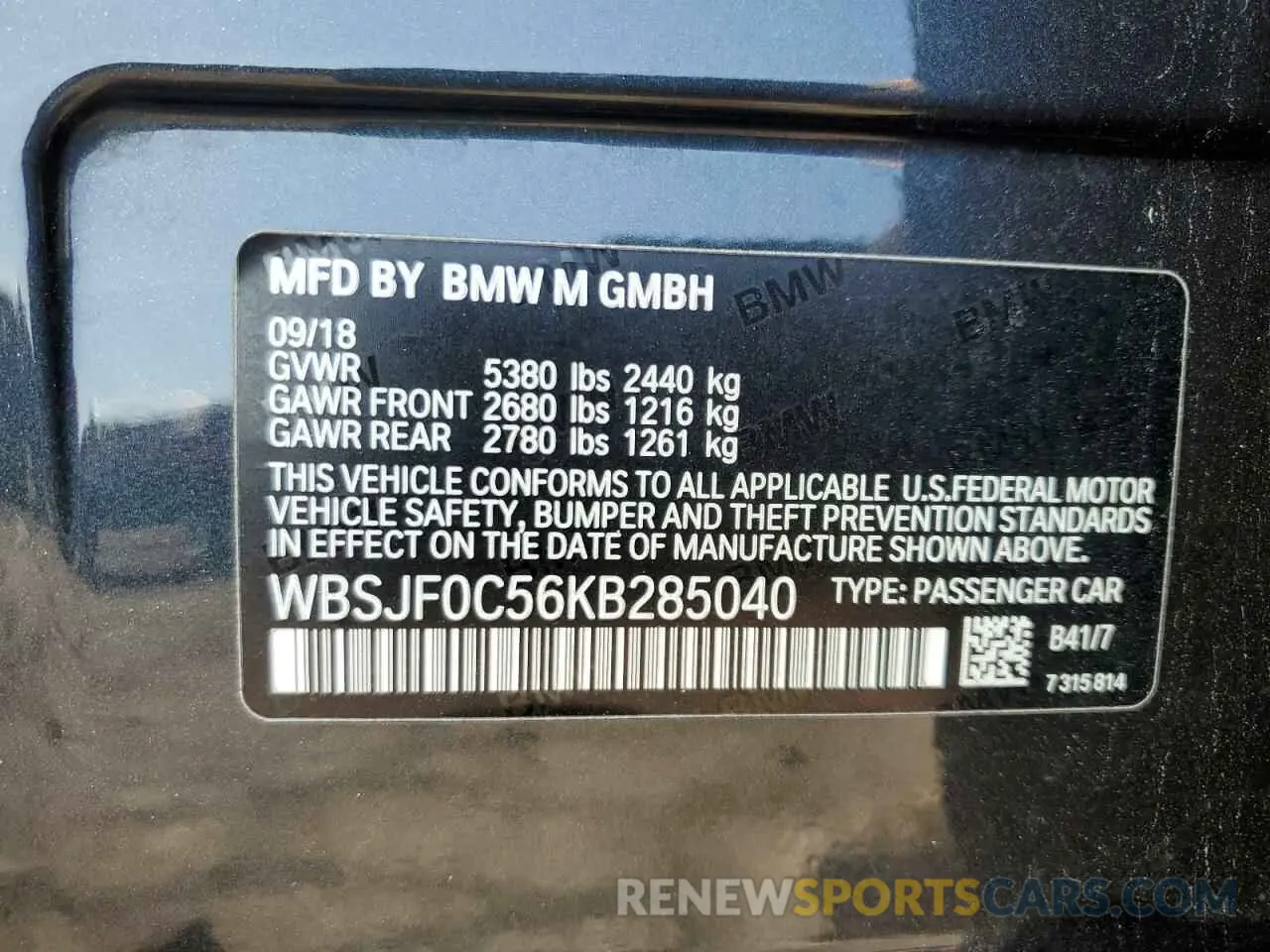 12 fotografías del automóvil dañado WBSJF0C56KB285040 BMW M5 2019