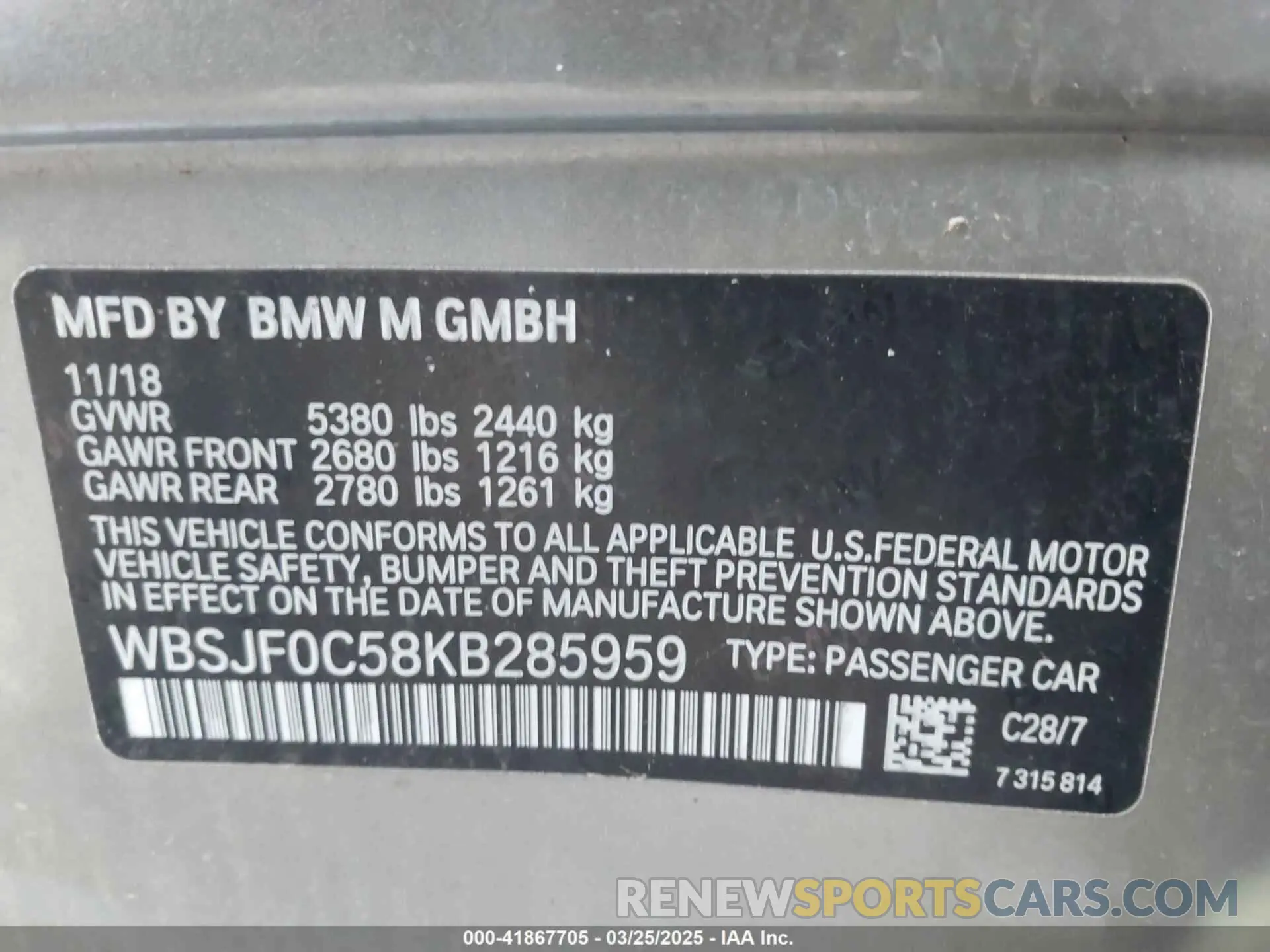 9 fotografías del automóvil dañado WBSJF0C58KB285959 BMW M5 2019