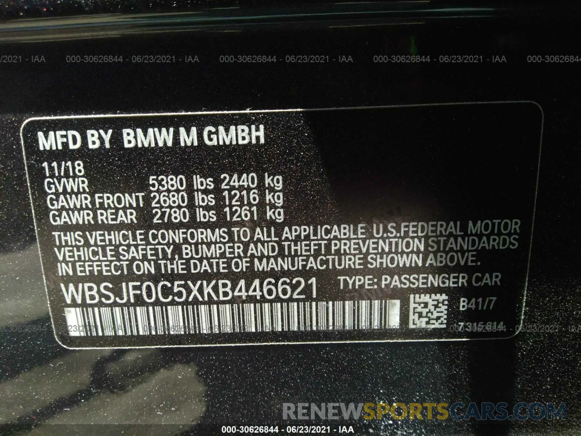9 fotografías del automóvil dañado WBSJF0C5XKB446621 BMW M5 2019